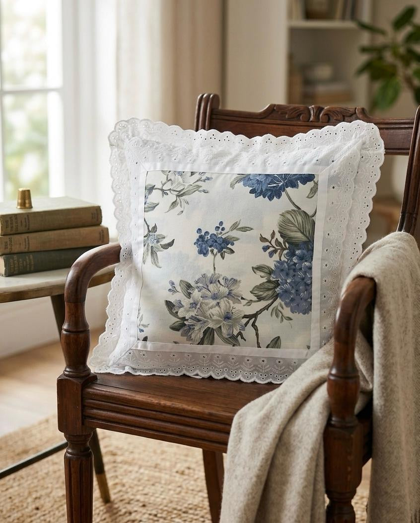 Pure cotton laced cushion covers - set of 2