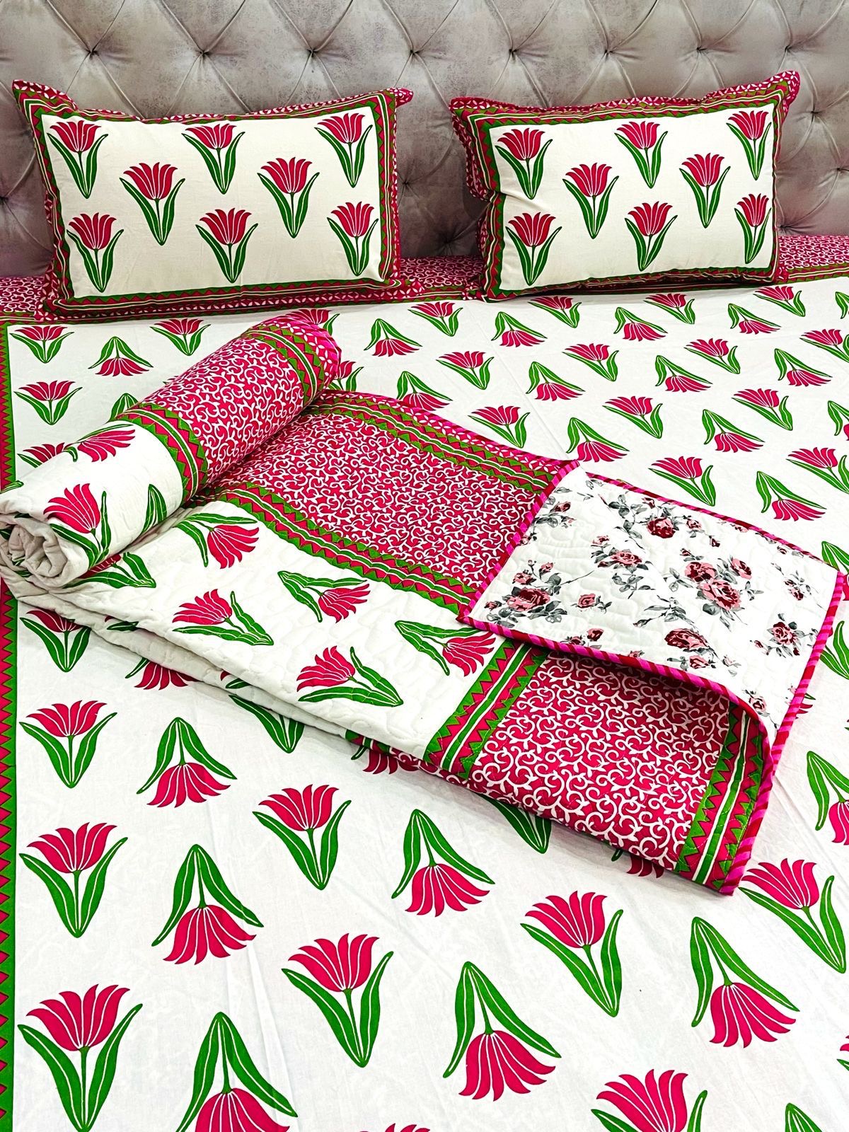 Pure cotton 4 piece bedding set for queen/king size beds offer