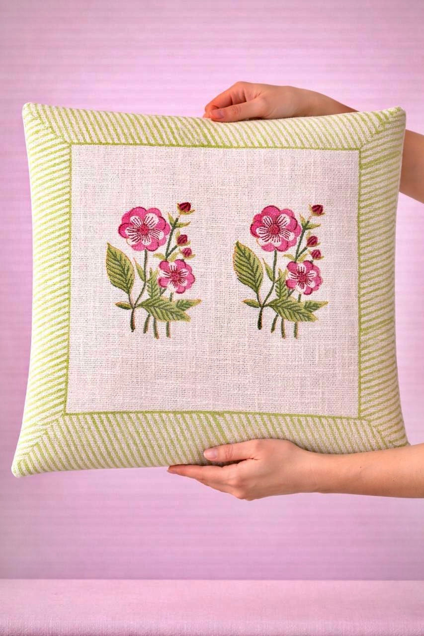 Pure tnt jute textured cotton cushion covers 16x16 inches (set of 5)
