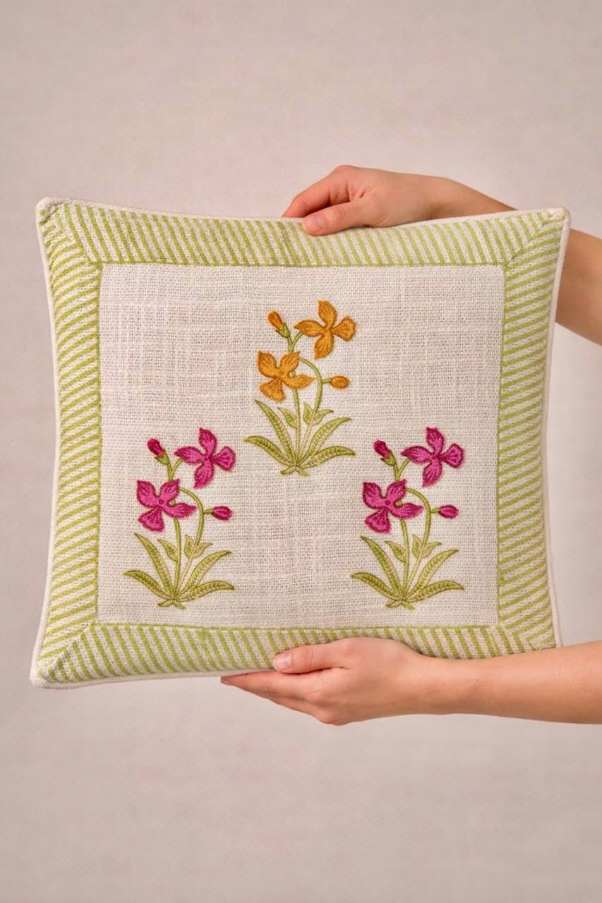 Pure tnt jute textured cotton cushion covers 16x16 inches (set of 5)