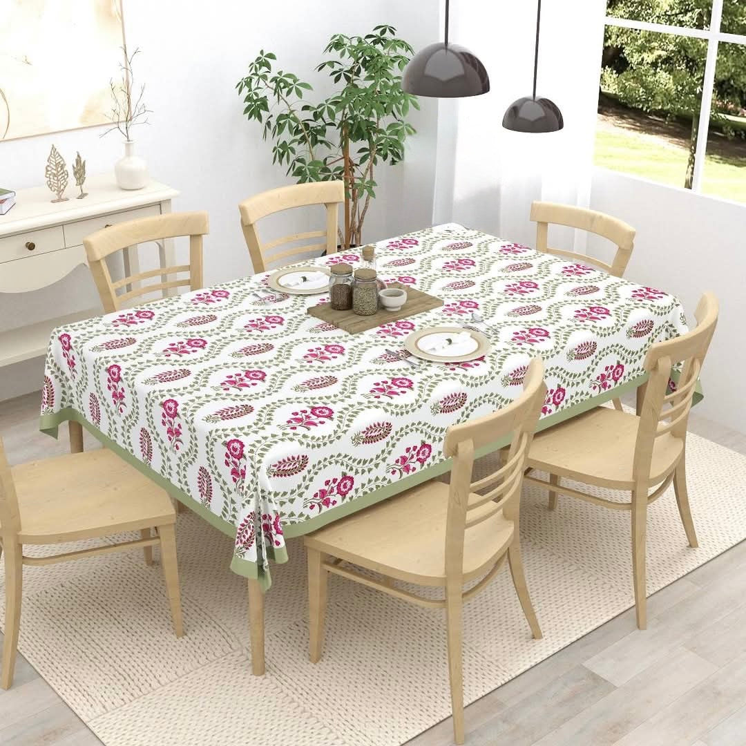 Pure cotton hand-block printed table covers for 4 and 6 seater dining tables (60x90 inches)
