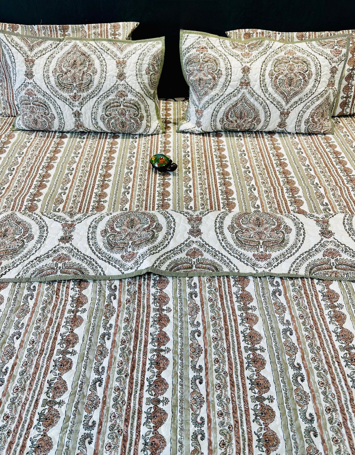 Pure cotton paani jaal quilted printed double bedcovers (90x108 inches)