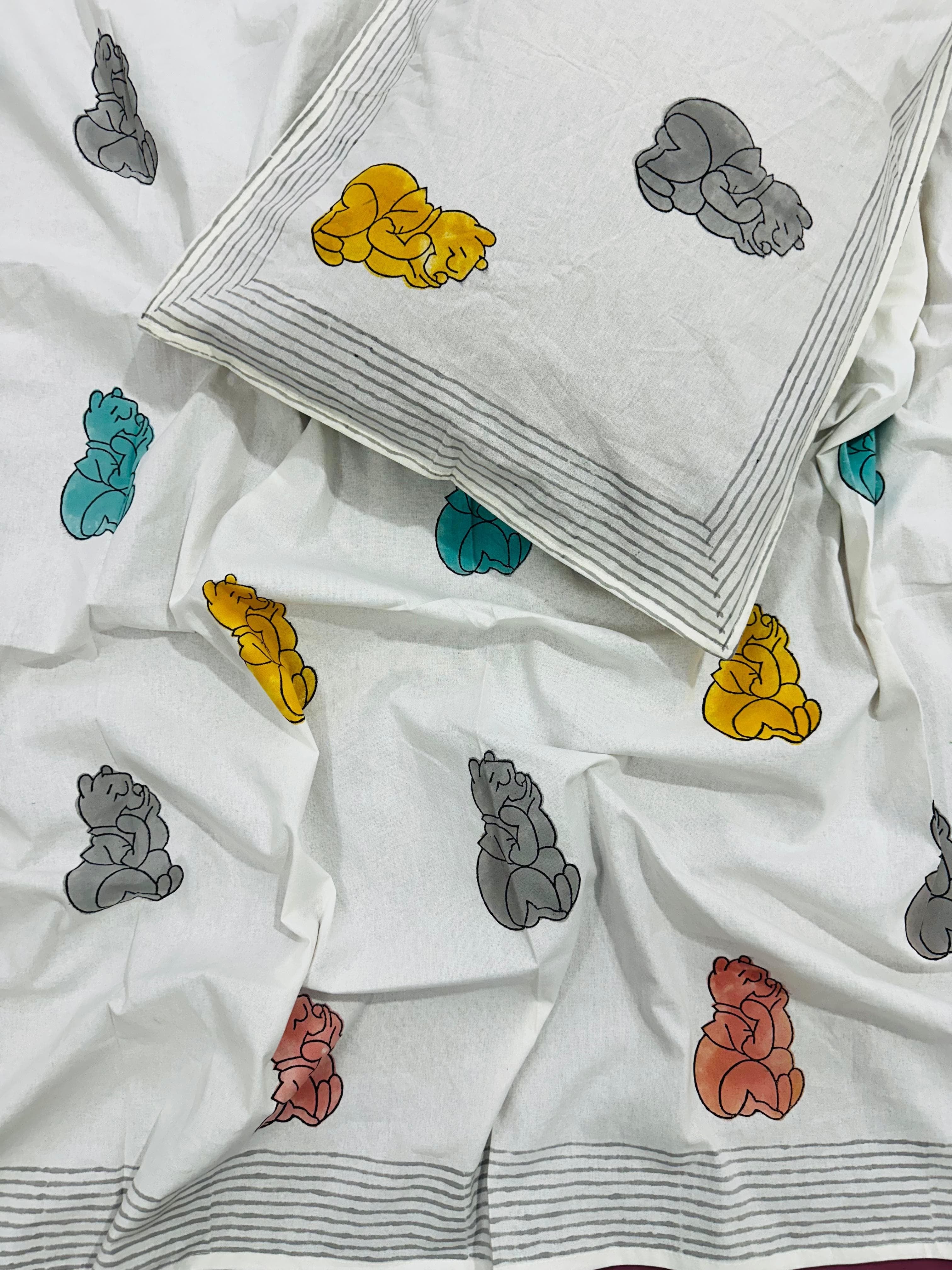 Pure cotton single bedsheets for kids (60x90 inches)