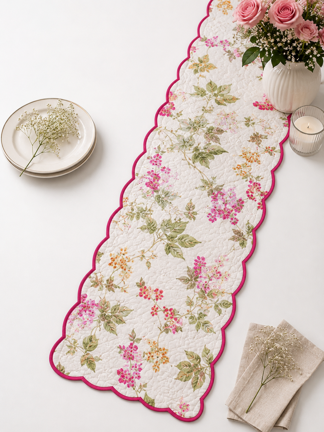 Pure cotton quilted table runners for 4 and 6 seater dining tables