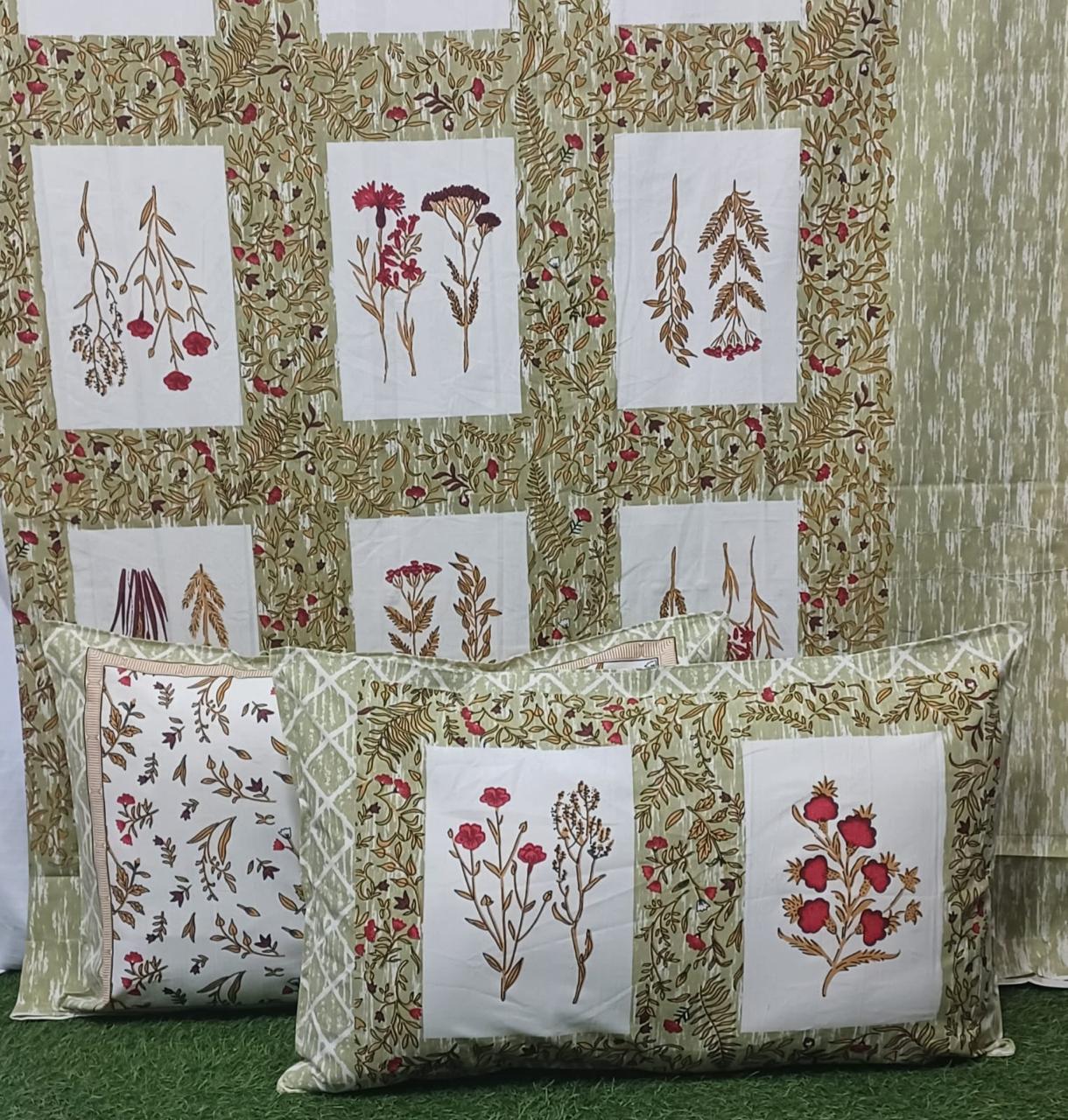 Pure cotton queen size bedsheet with two pillow covers (93x108 inches)
