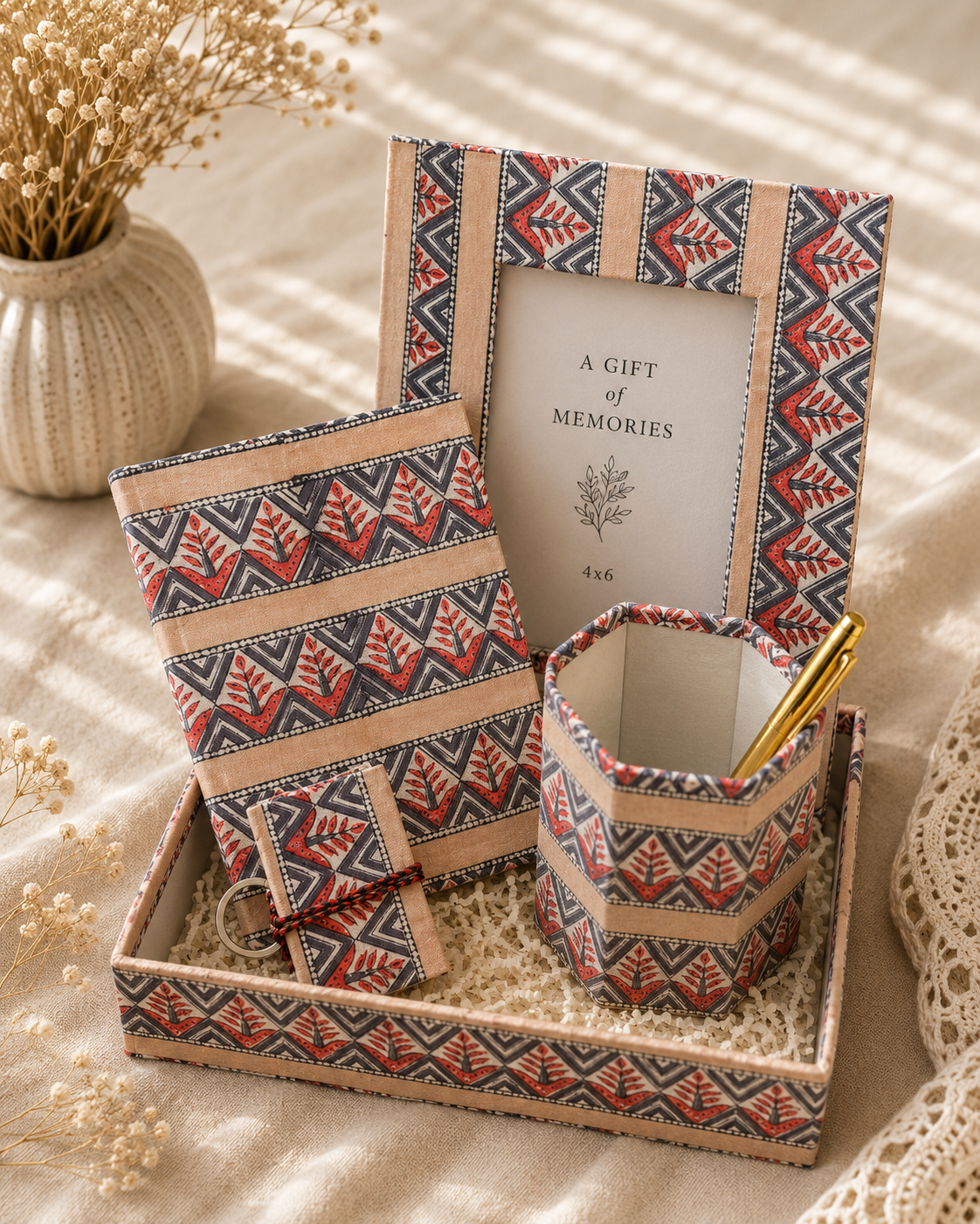 5 piece hand block printed gift combo