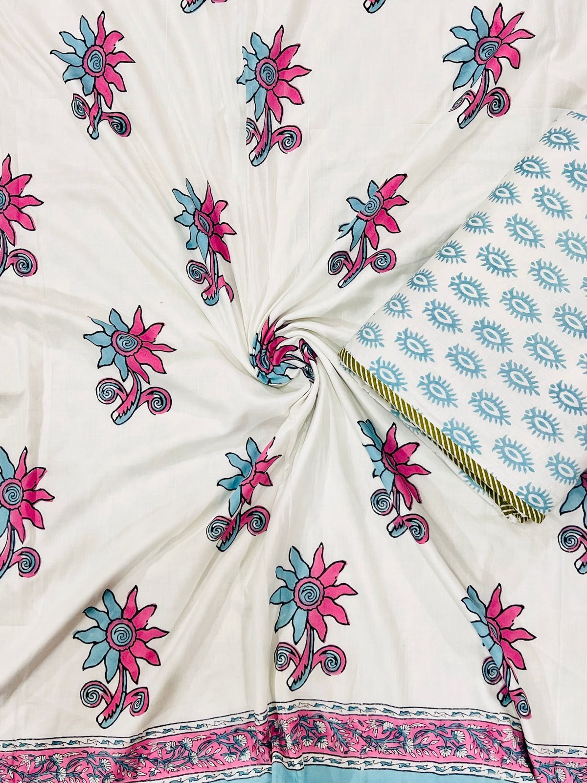 Handblock printed premium mulmul cotton kids single dohar (60x90 inches)