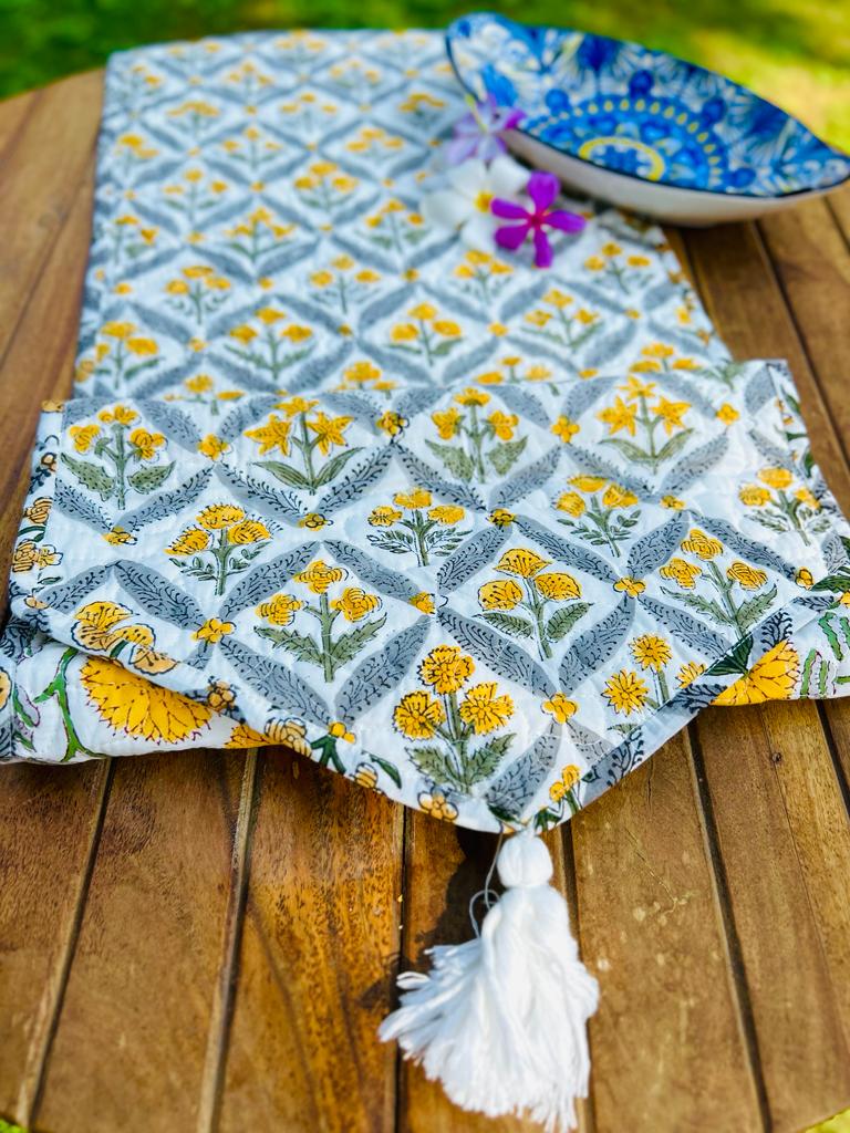 Pure cotton quilted table runners for 4 and 6 seater dining tables (13x72 inches) offer