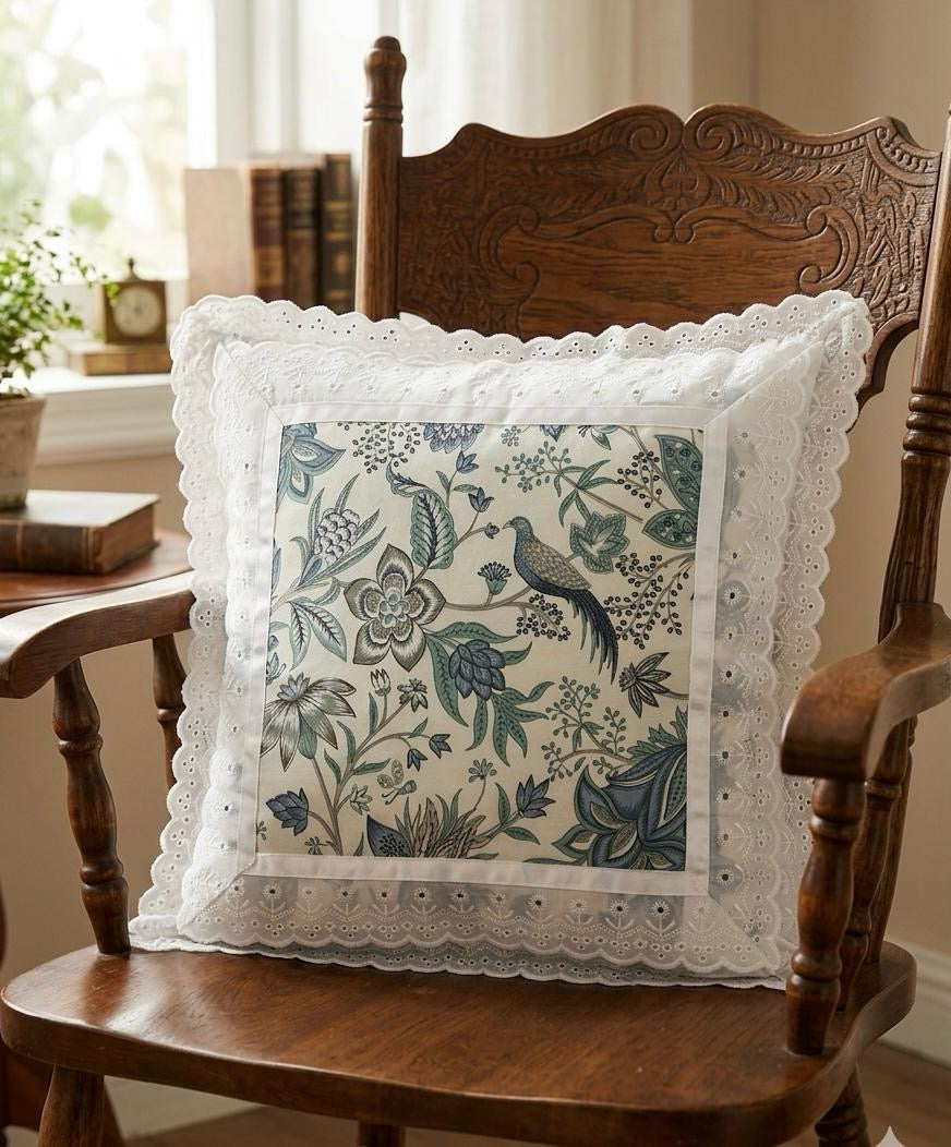 Pure cotton laced cushion covers - set of 2