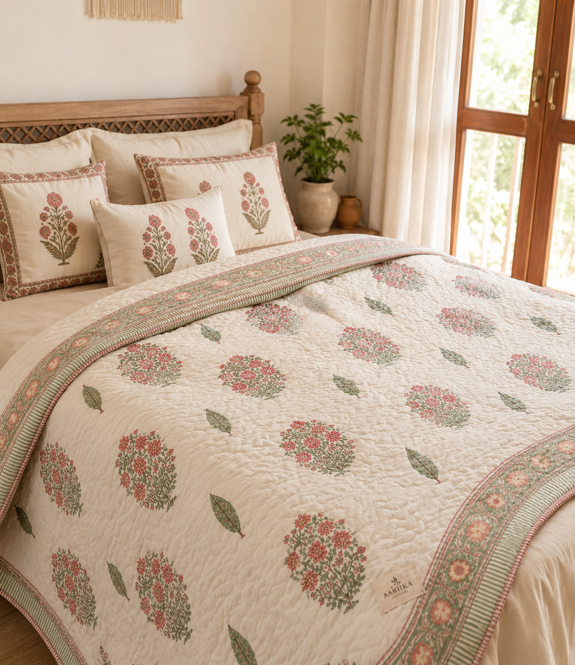 Pure mulmul cotton screen printed reversible double razai (90x108 inches)