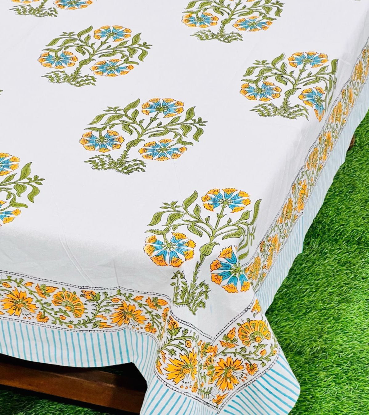 Pure cotton hand-block printed table covers for 4/6 seater dining tables (60x90 inches)