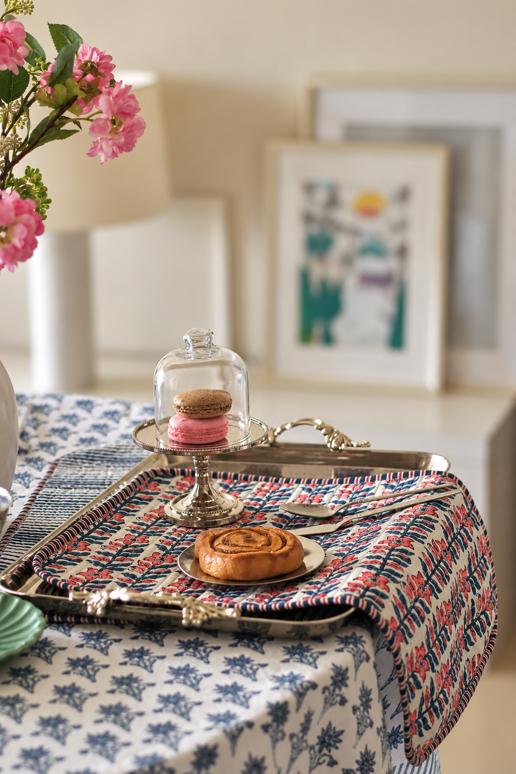 Pure cotton quilted reversible placemats 12x18 inches (set of 2)