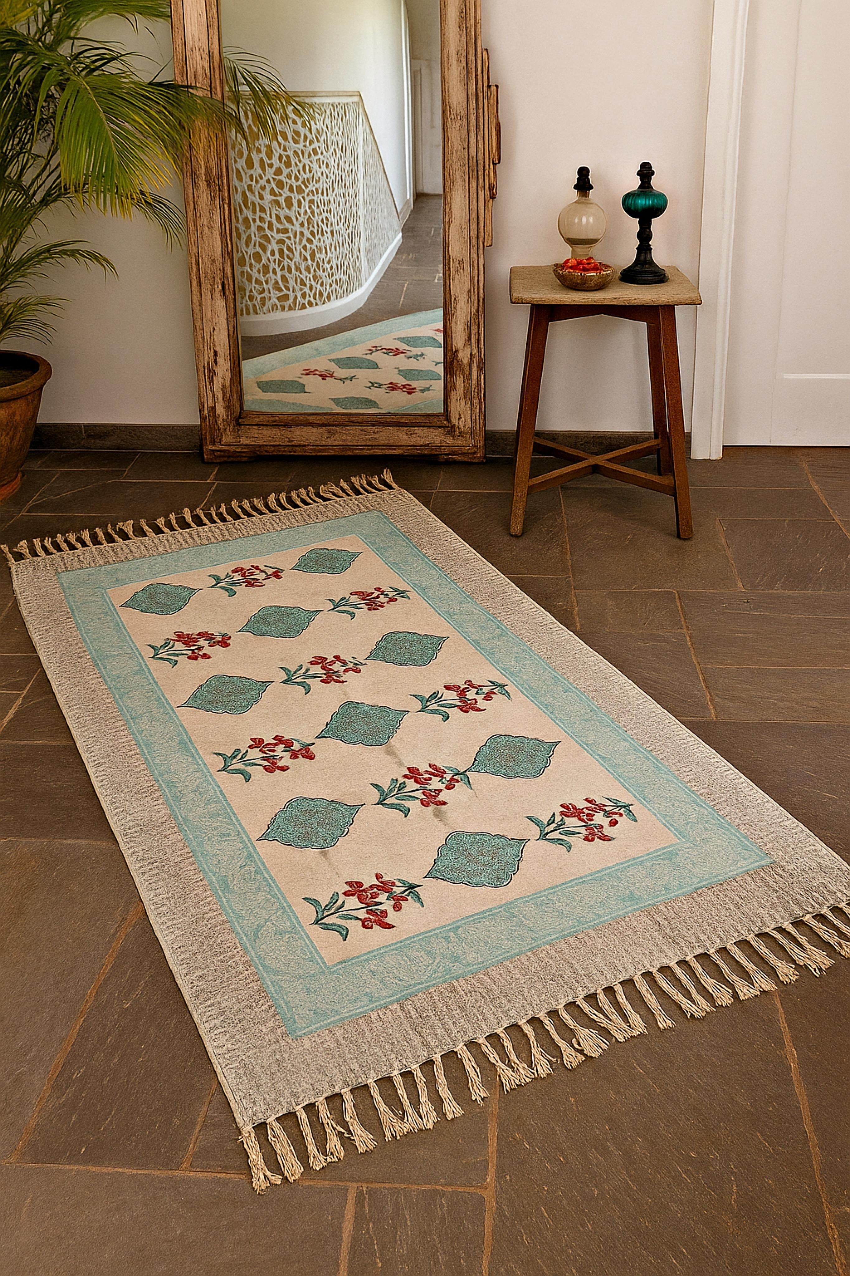 Handmade hand-block printed rugs (3x5 feet)