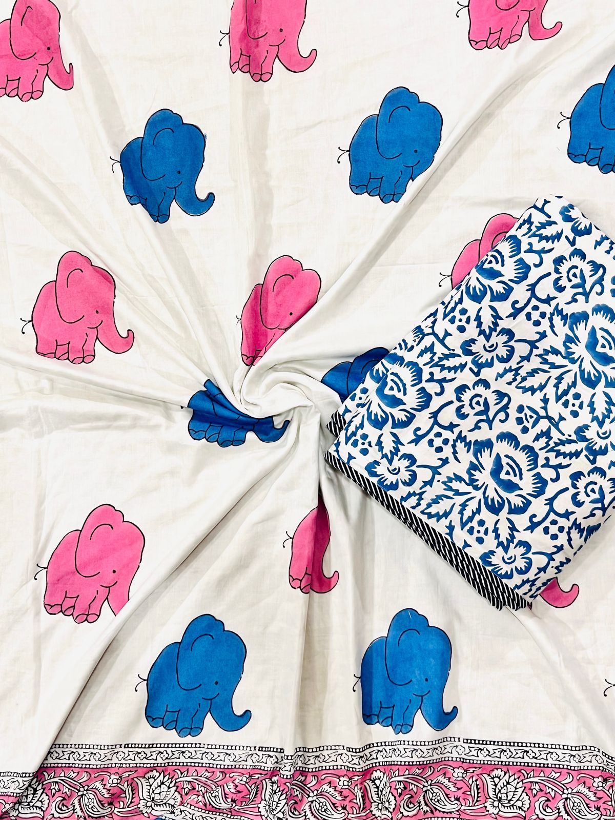 Handblock printed premium mulmul cotton kids single dohar (60x90 inches)