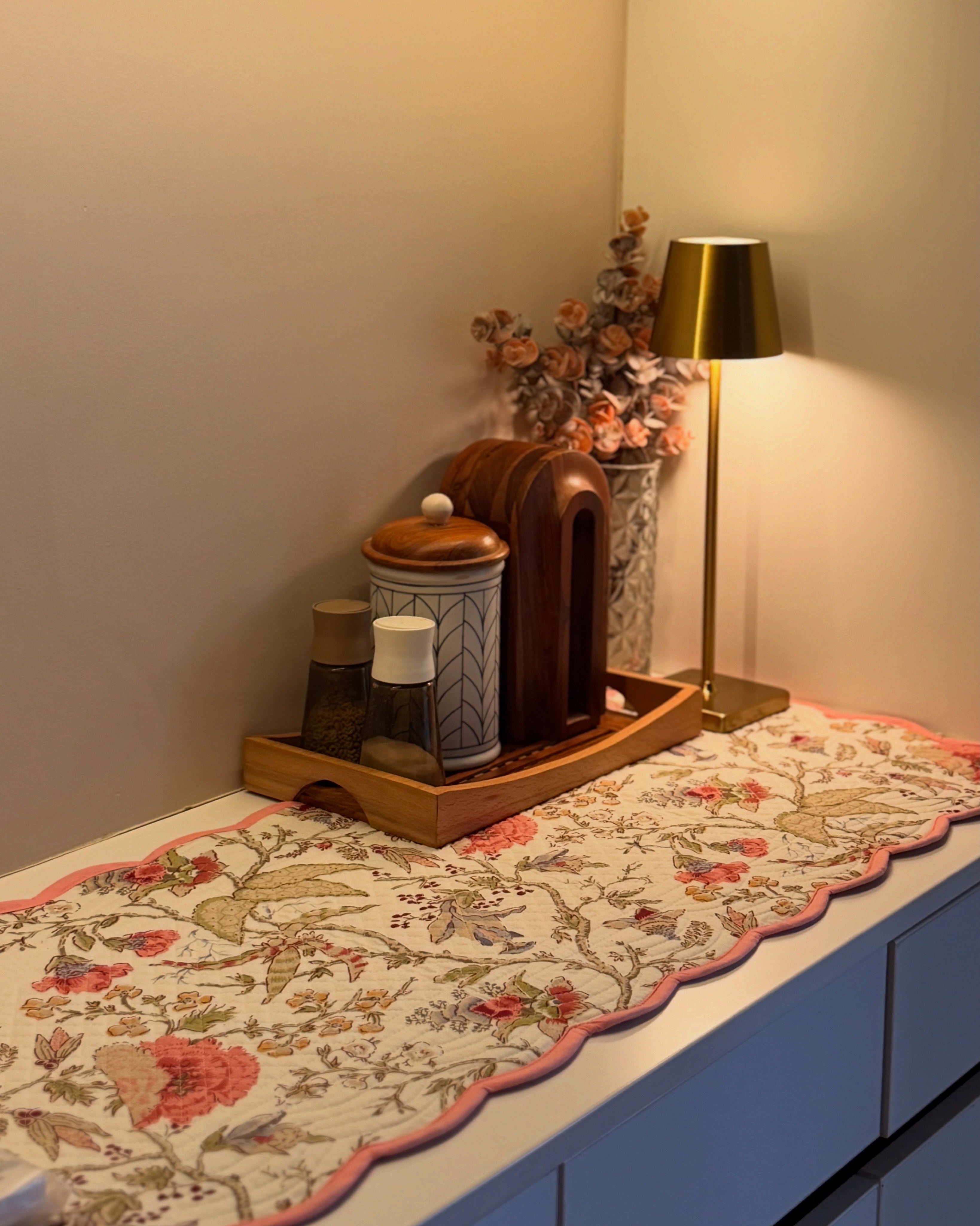 Pure cotton quilted table runners for 4 and 6 seater dining tables