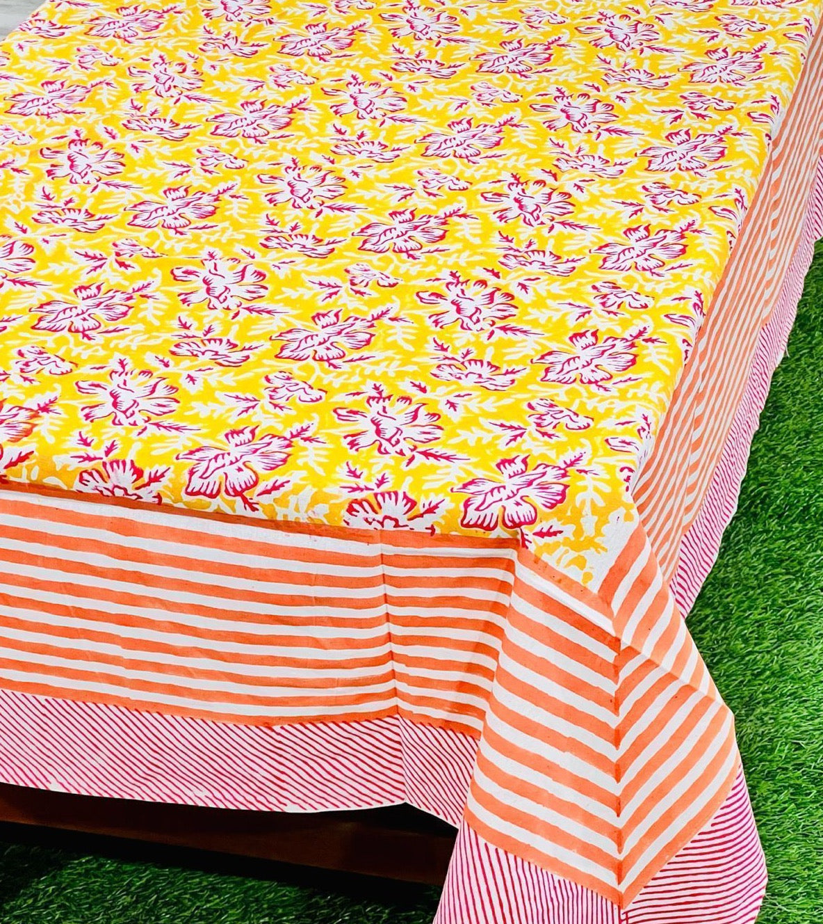 Pure cotton hand-block printed table covers for 4/6 seater dining tables (60x90 inches)