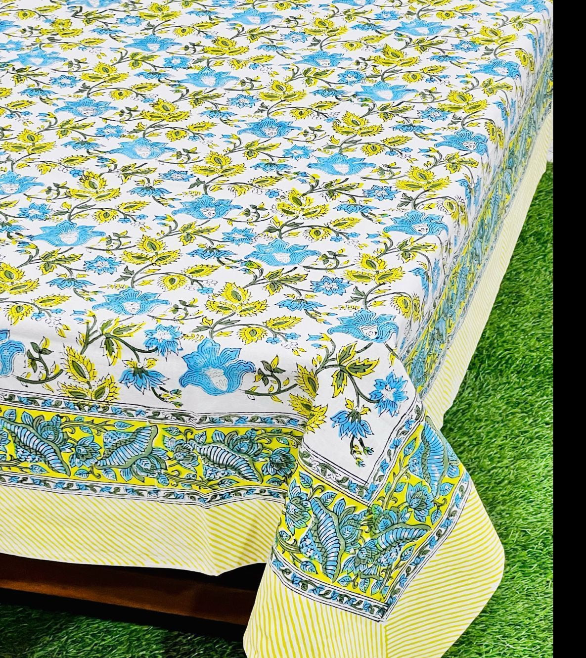 Pure cotton hand-block printed table covers for 4/6 seater dining tables (60x90 inches)