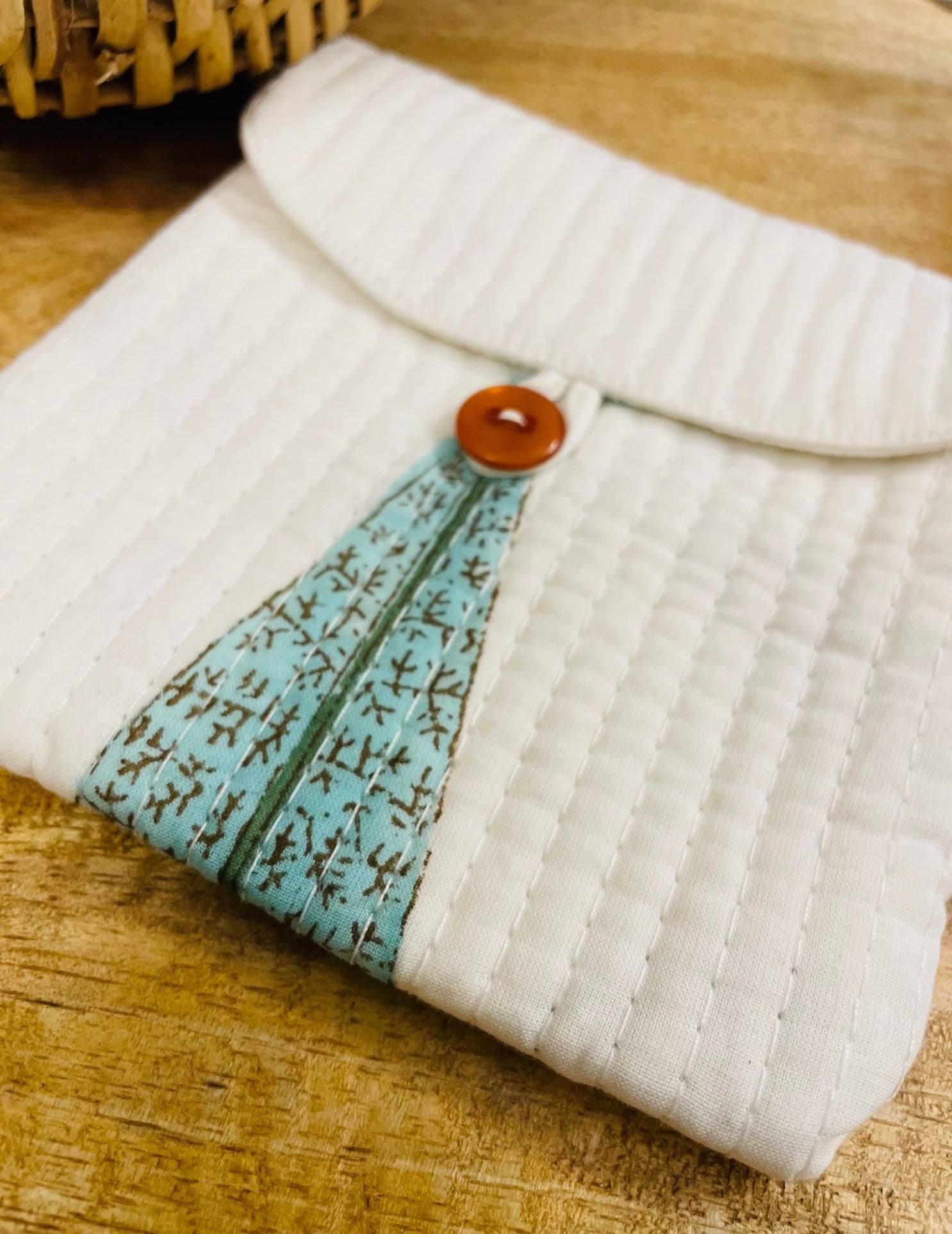 Pure cotton hand block printed and quilted sanitary pad holders