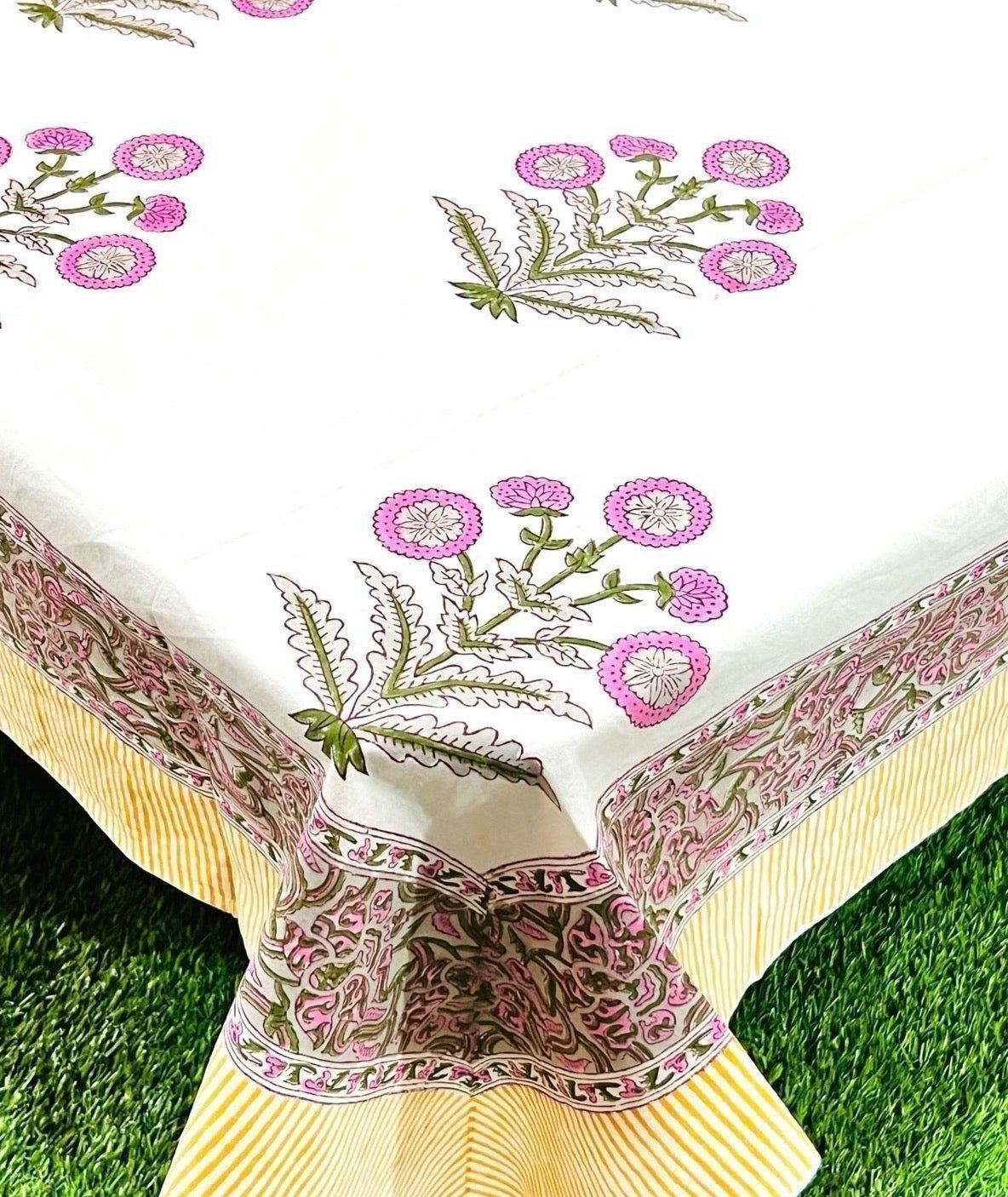 Pure cotton hand-block printed table covers for 4/6 seater dining tables (60x90 inches)