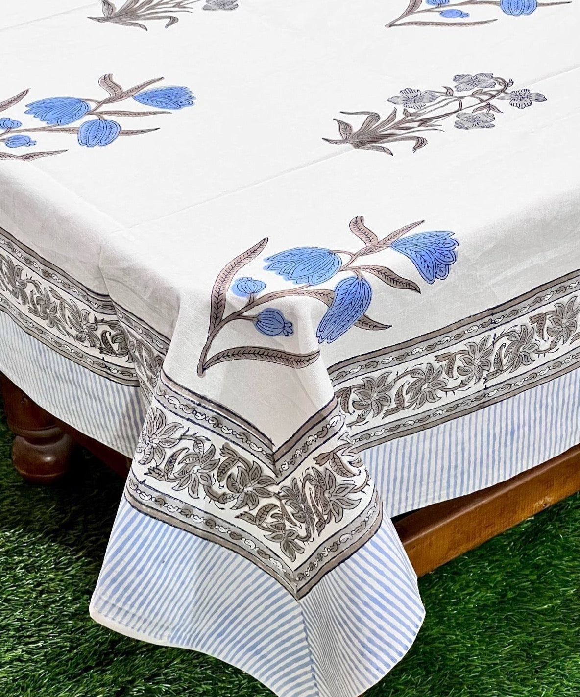 Pure cotton hand-block printed table covers for 4/6 seater dining tables (60x90 inches)