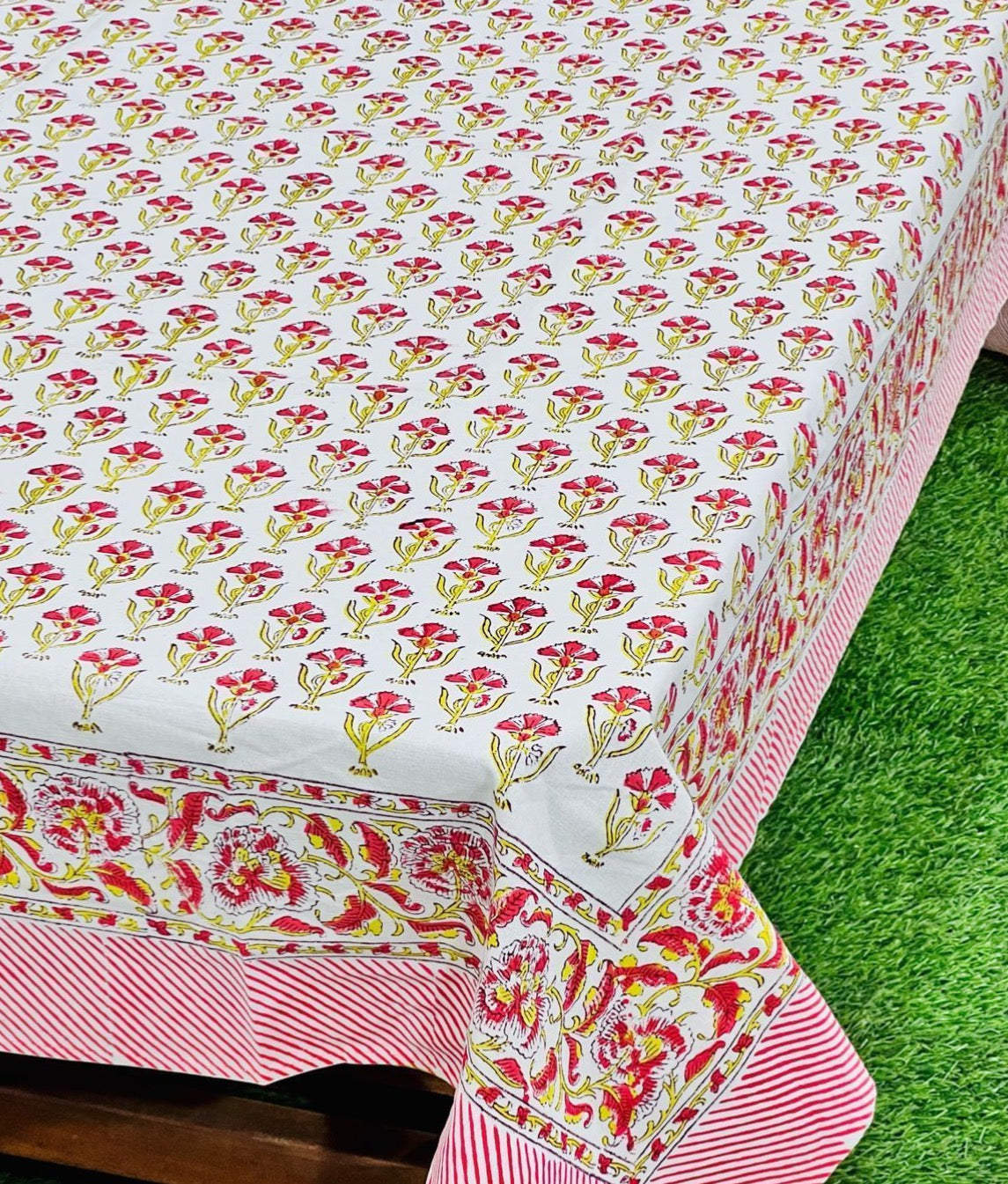 Pure cotton hand-block printed table covers for 4/6 seater dining tables (60x90 inches)