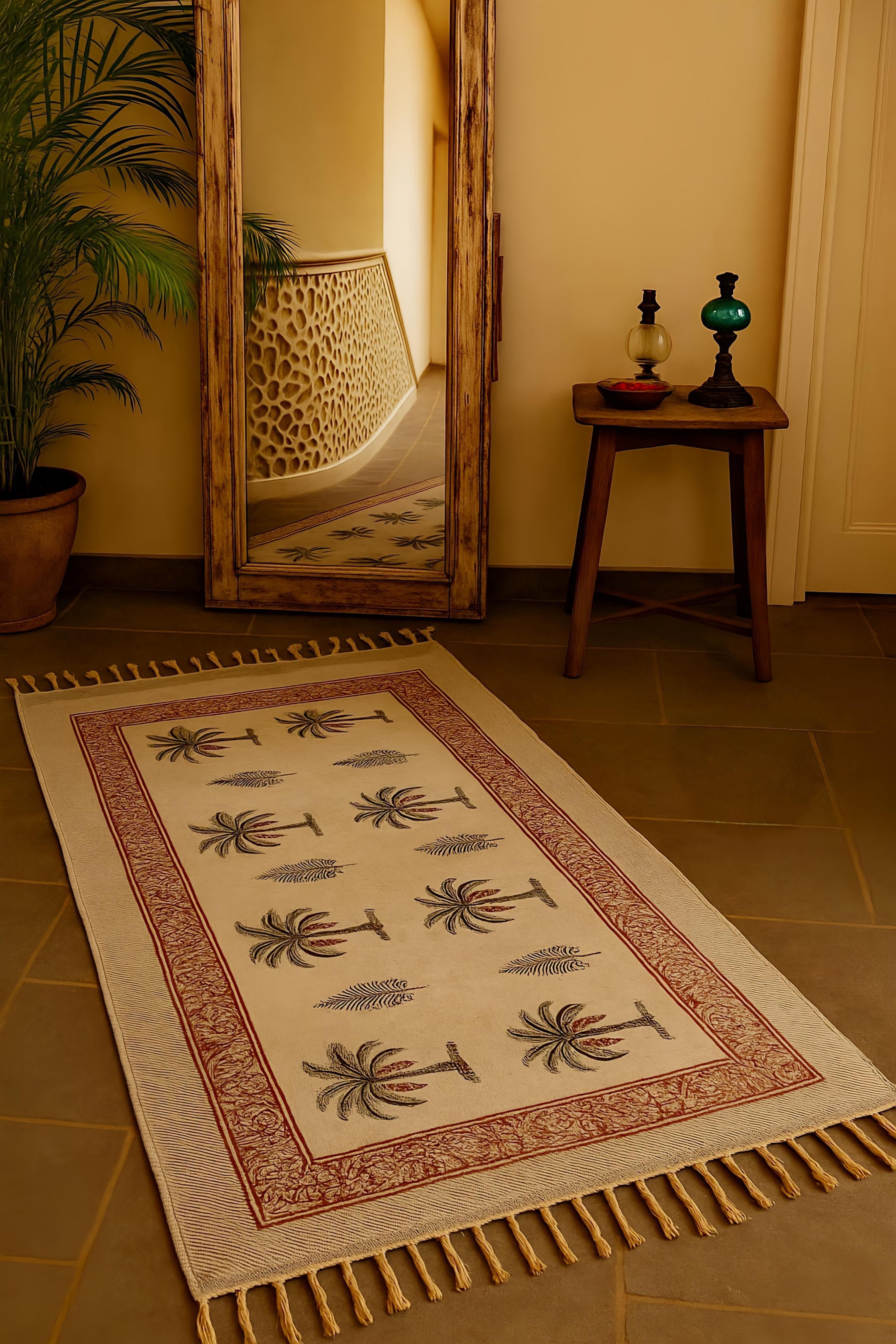 Handmade hand-block printed rugs (3x5 feet)