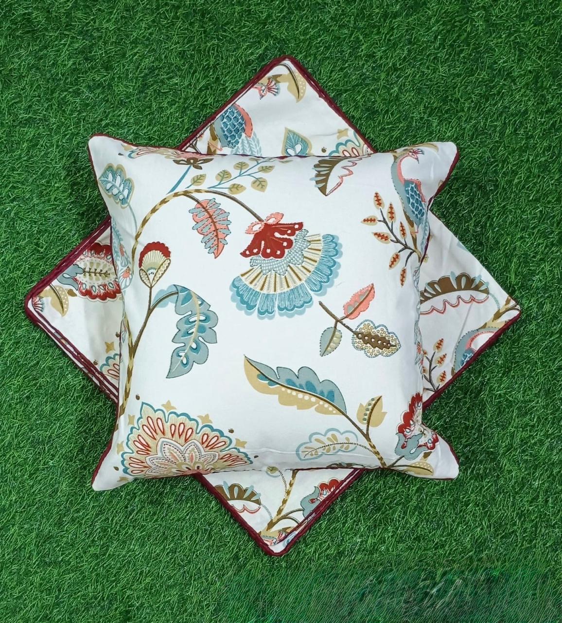 Pure cotton printed cushion covers - set of 5 (16x16 inches)