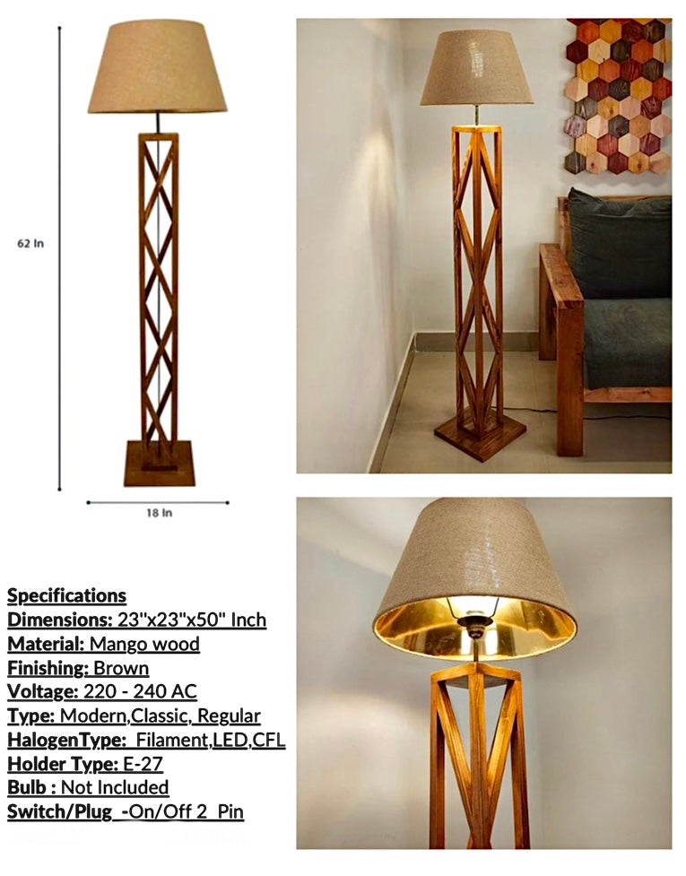 The geometric Rustic mango wood floor lamp