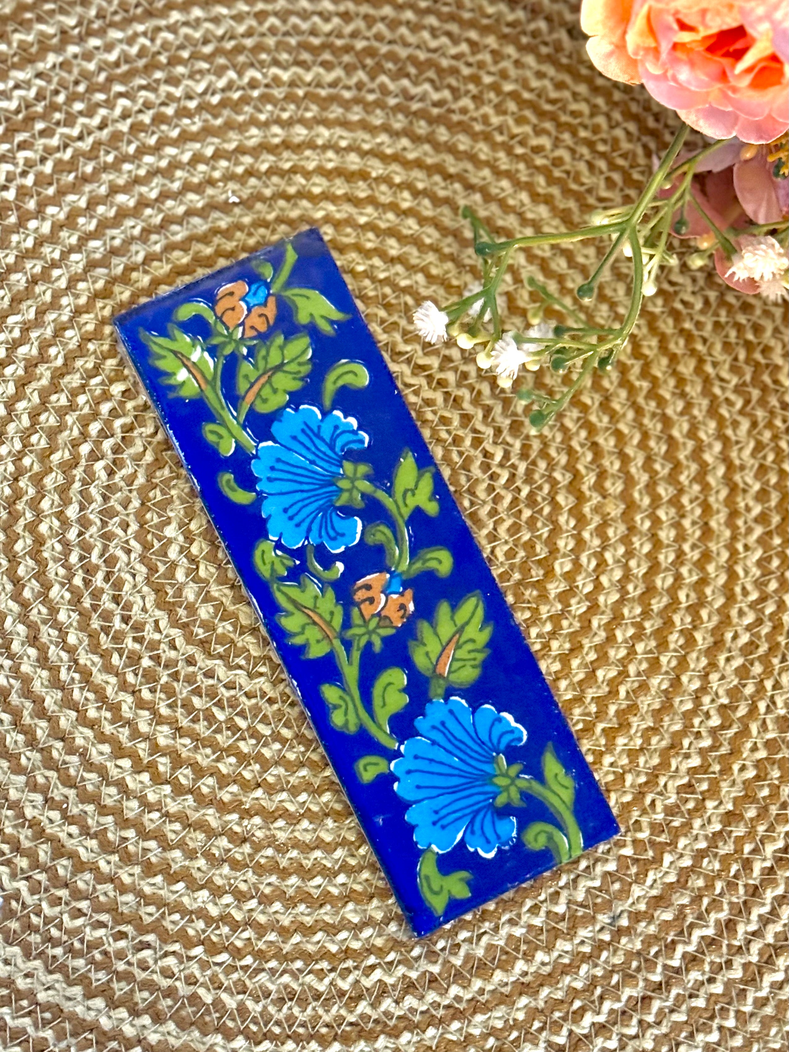 Traditionally hand-crafted blue pottery tile