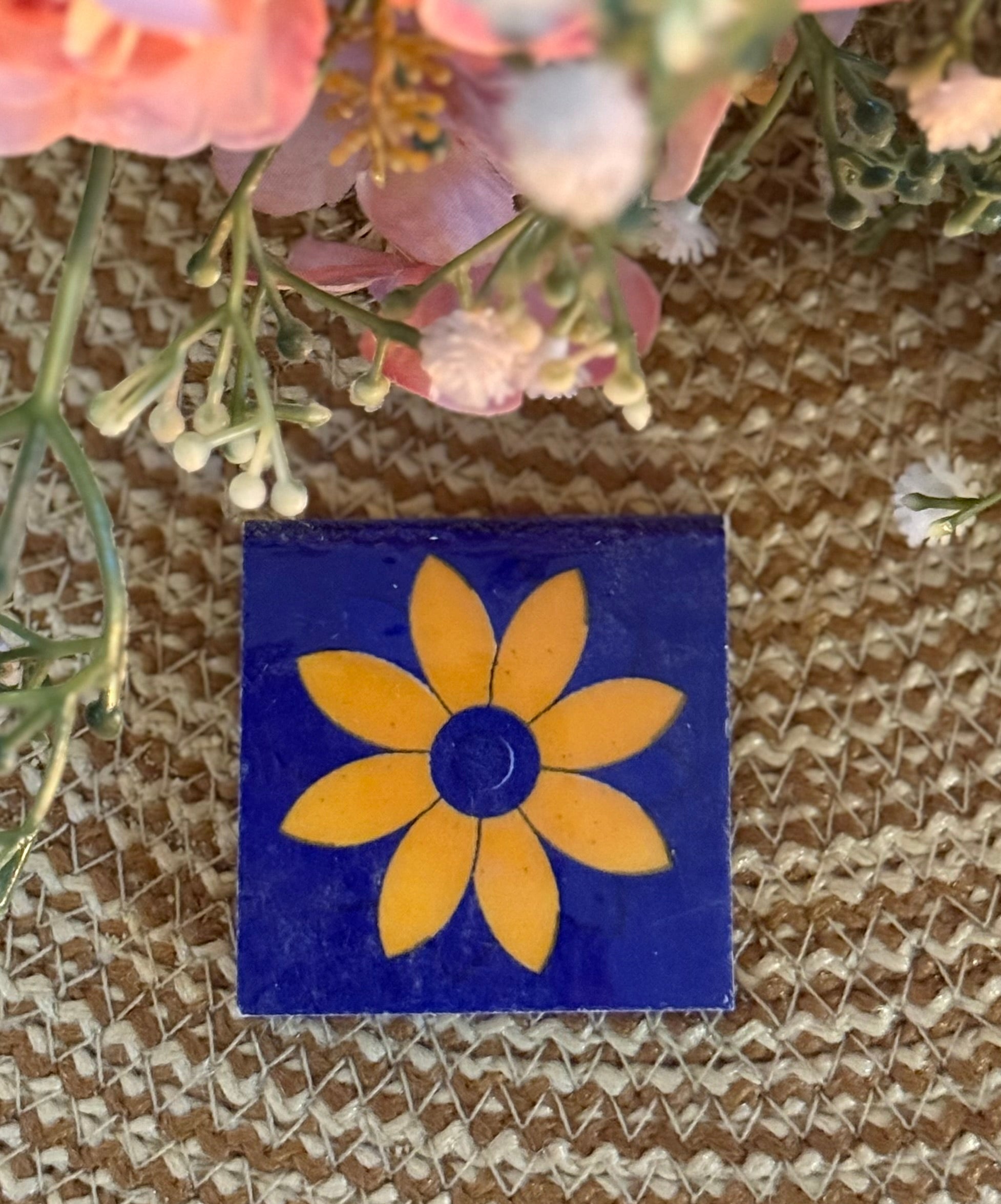 Traditionally hand-crafted blue pottery fridge magnet