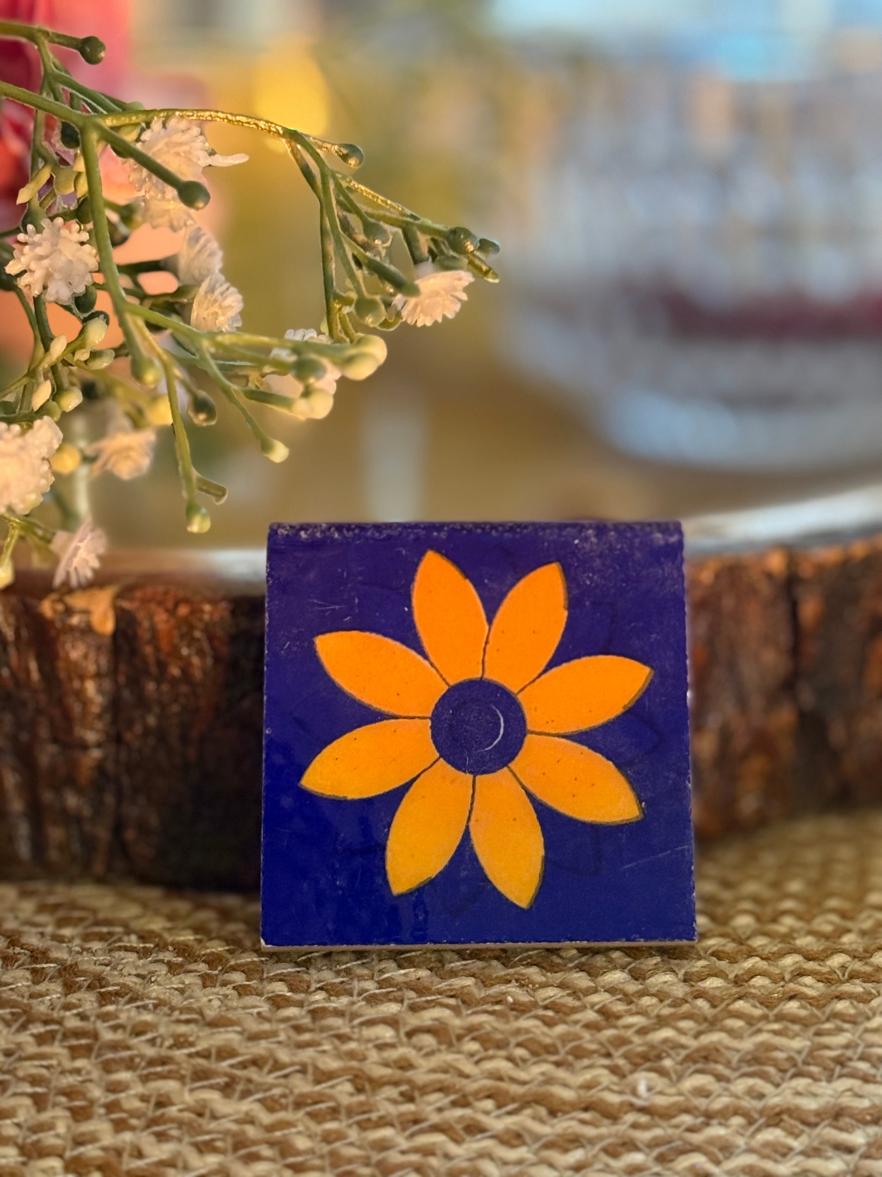 Traditionally hand-crafted blue pottery fridge magnet