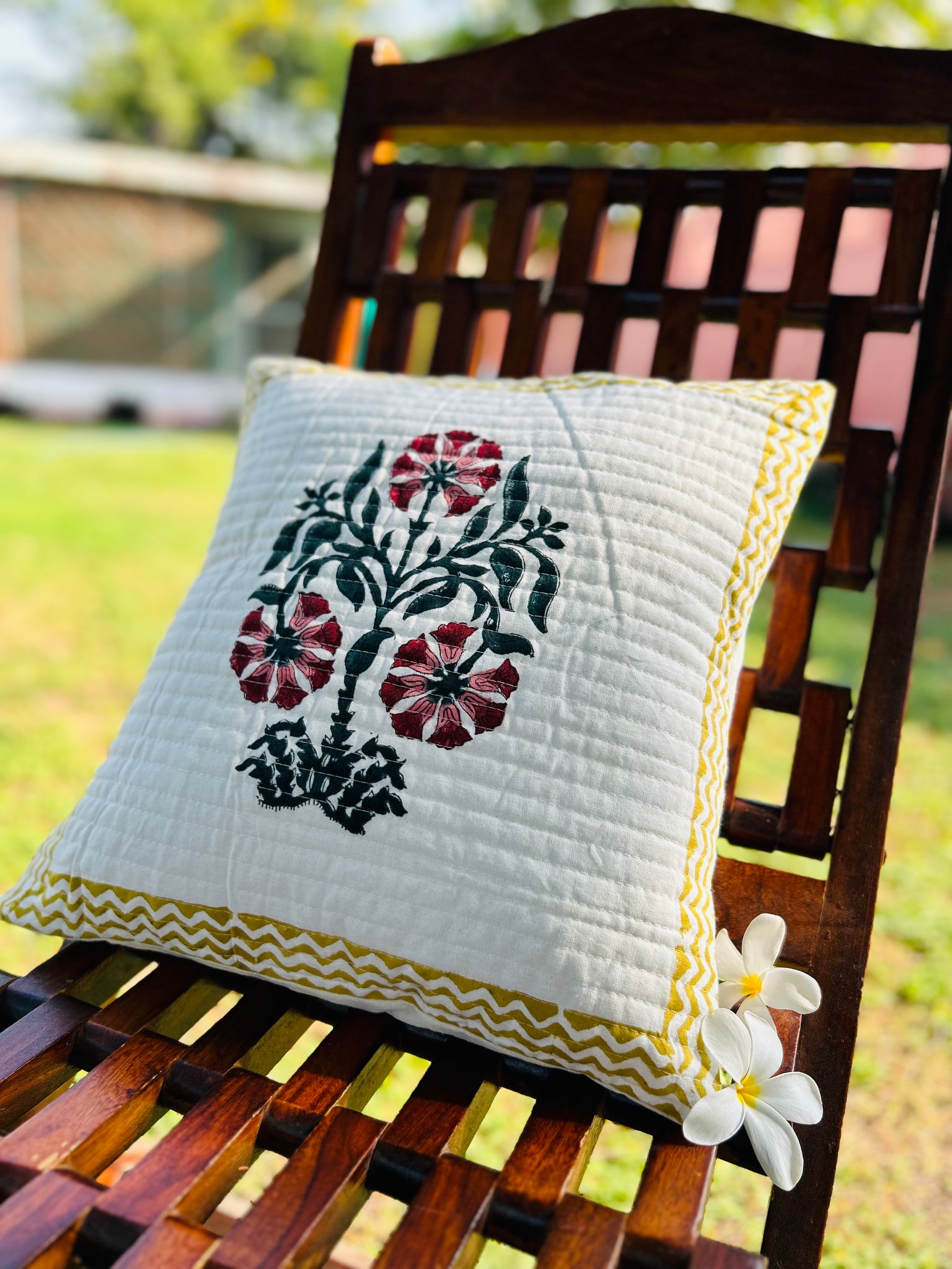 Pure cotton handblock printed and quilted Cushion Covers 16x16 inches/ 40x40 cms (Set of 5)