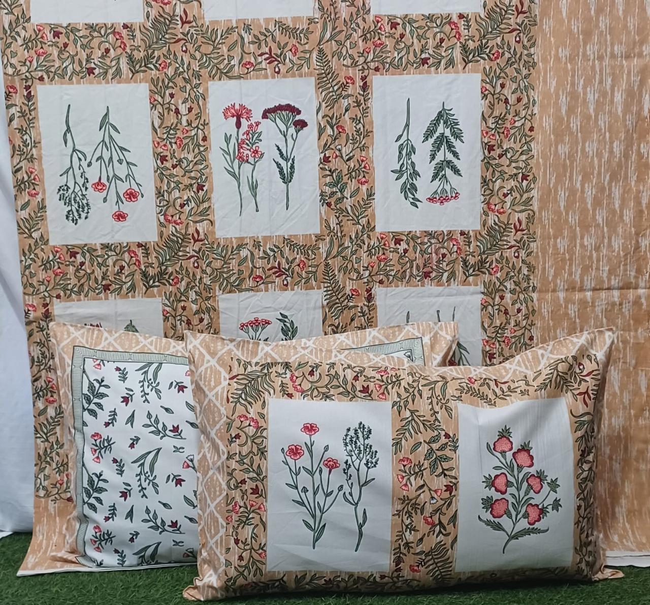 Pure cotton queen size bedsheet with two pillow covers (93x108 inches)