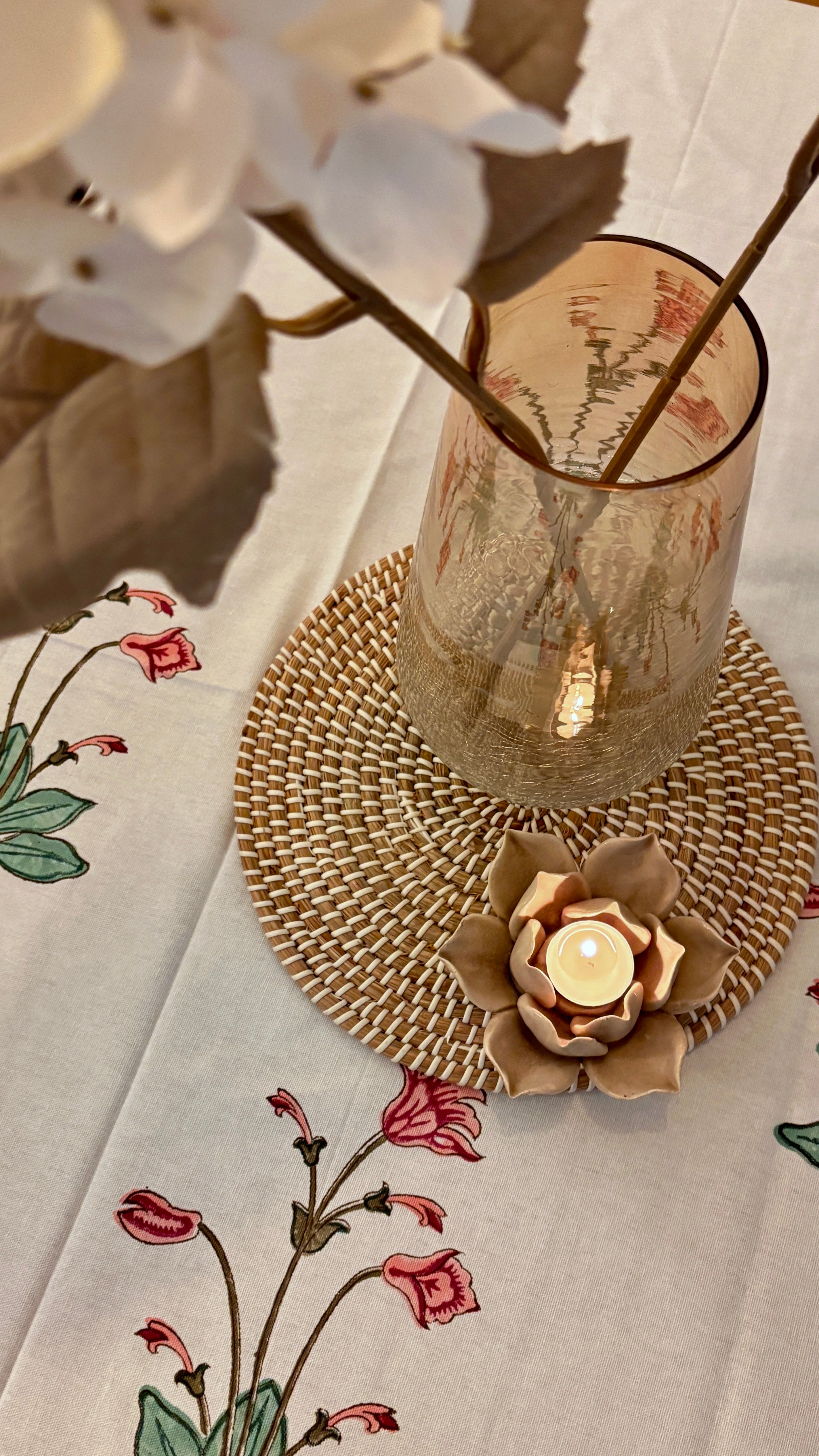 Pure cotton hand-block printed table cover for 4 seater dining tables (40x60 inches)