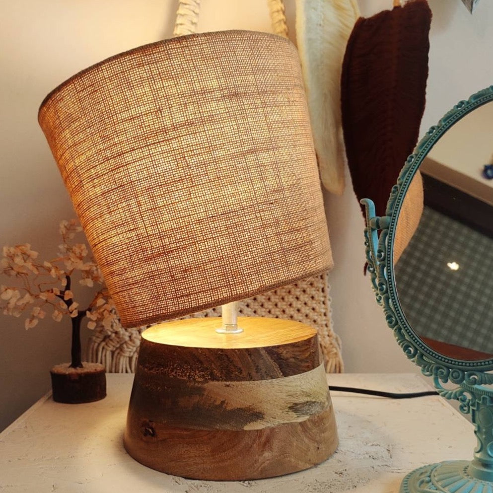 Mini wooden adjustable table lamp