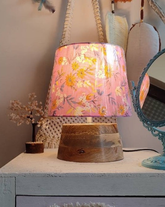 Mini wooden adjustable table lamp