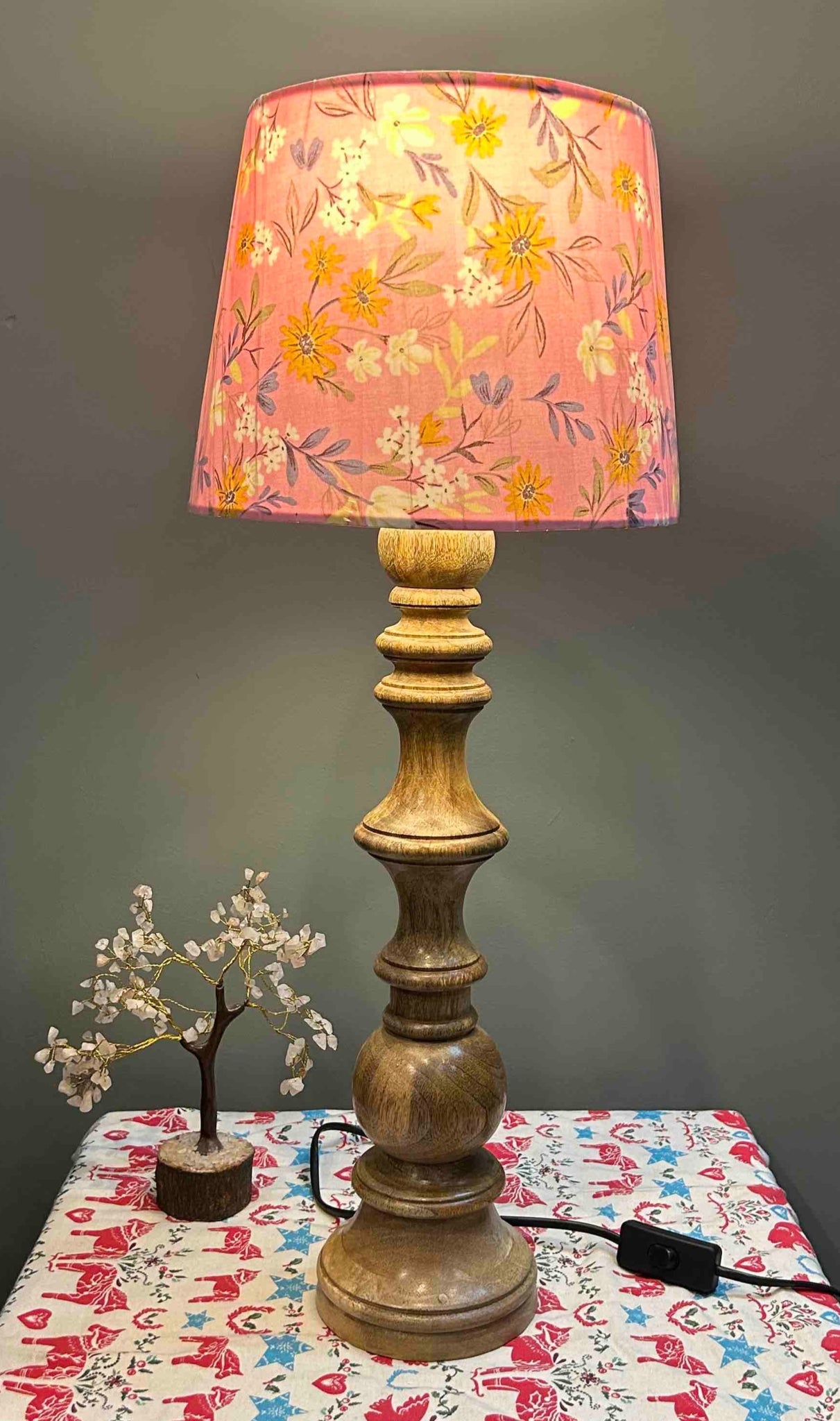 Antique wooden table lamp