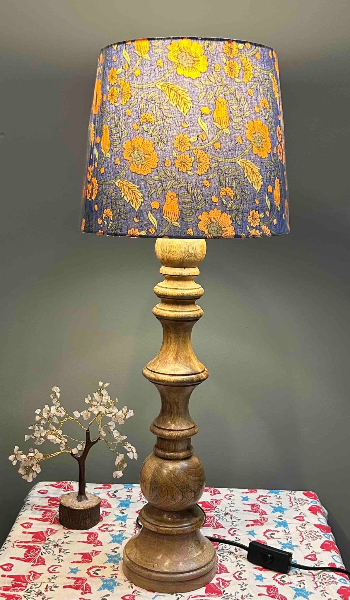 Antique wooden table lamp