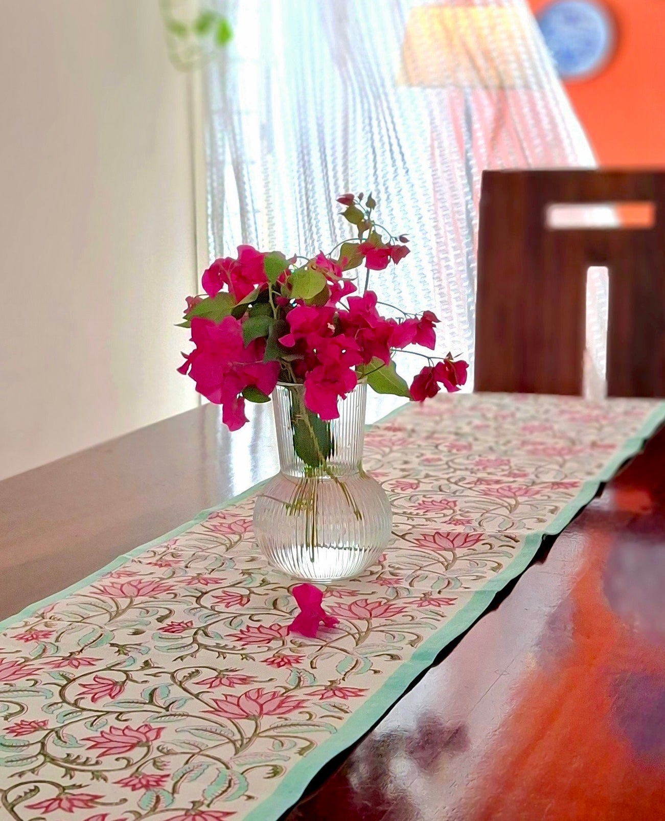 Pure canvas cotton handblock printed runners for 4 and 6 seater dining tables