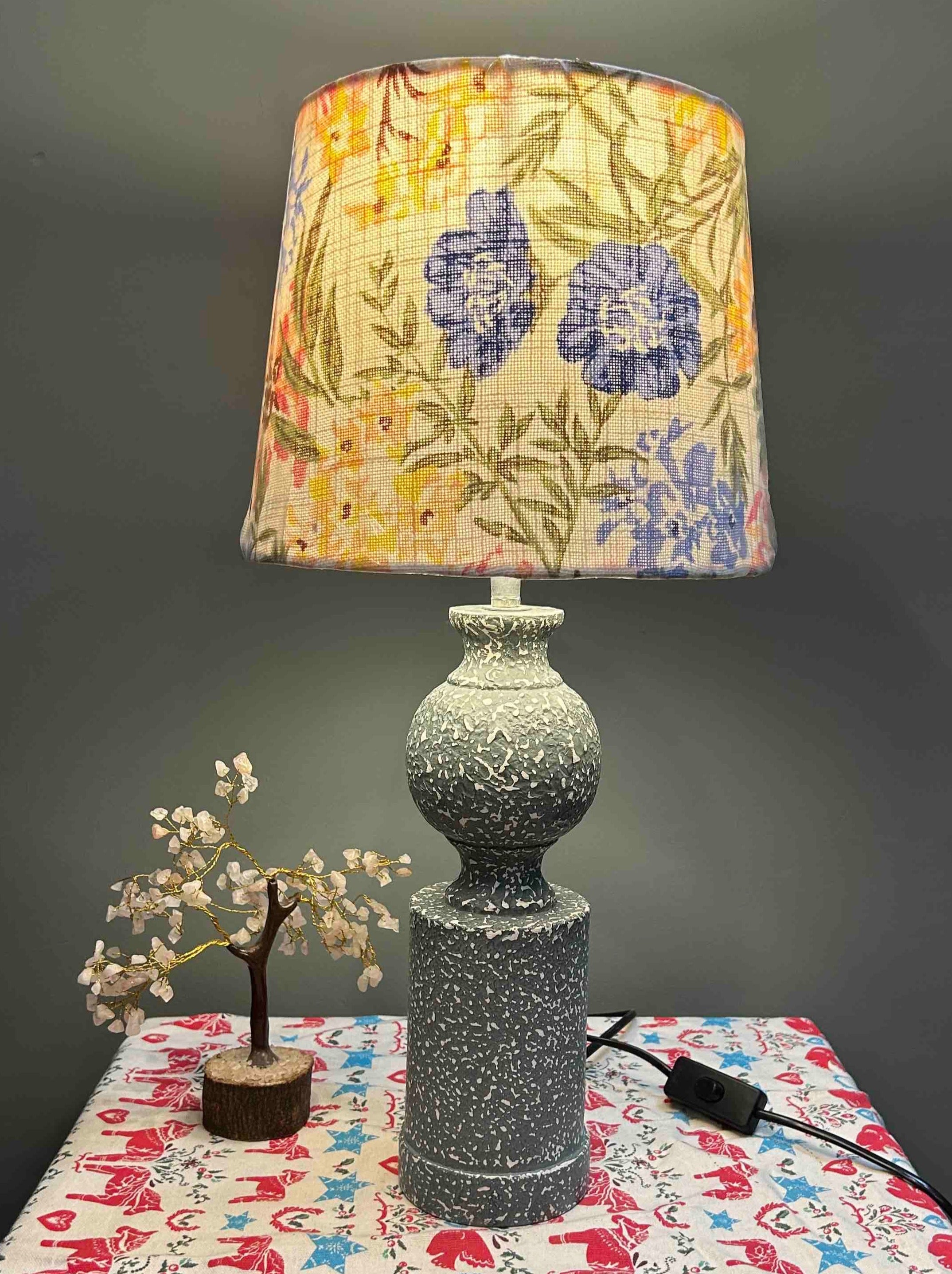 Antique wooden table lamp