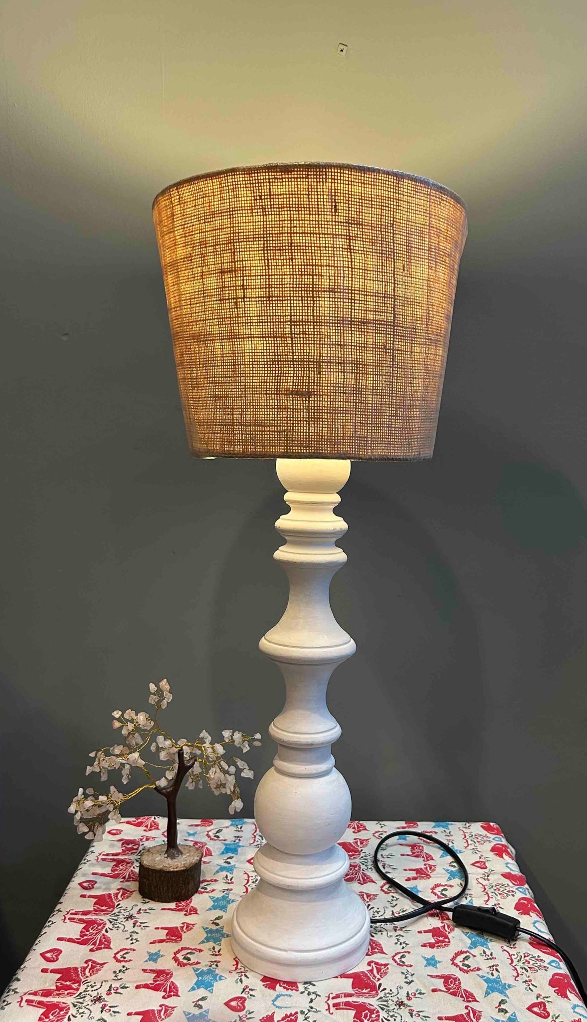 Antique wooden table lamp