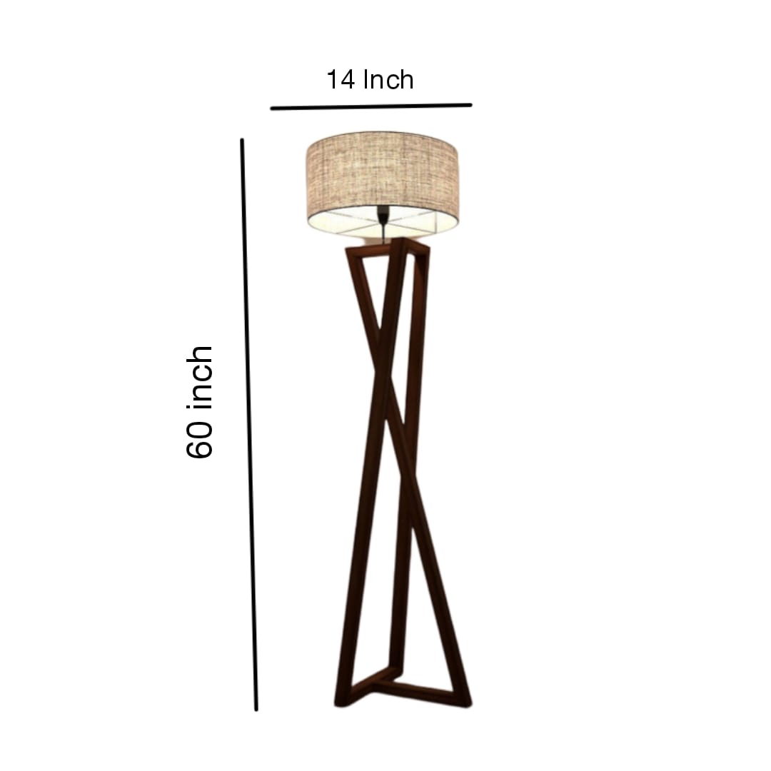 The criss-cross geometric Rustic mango wood floor lamp