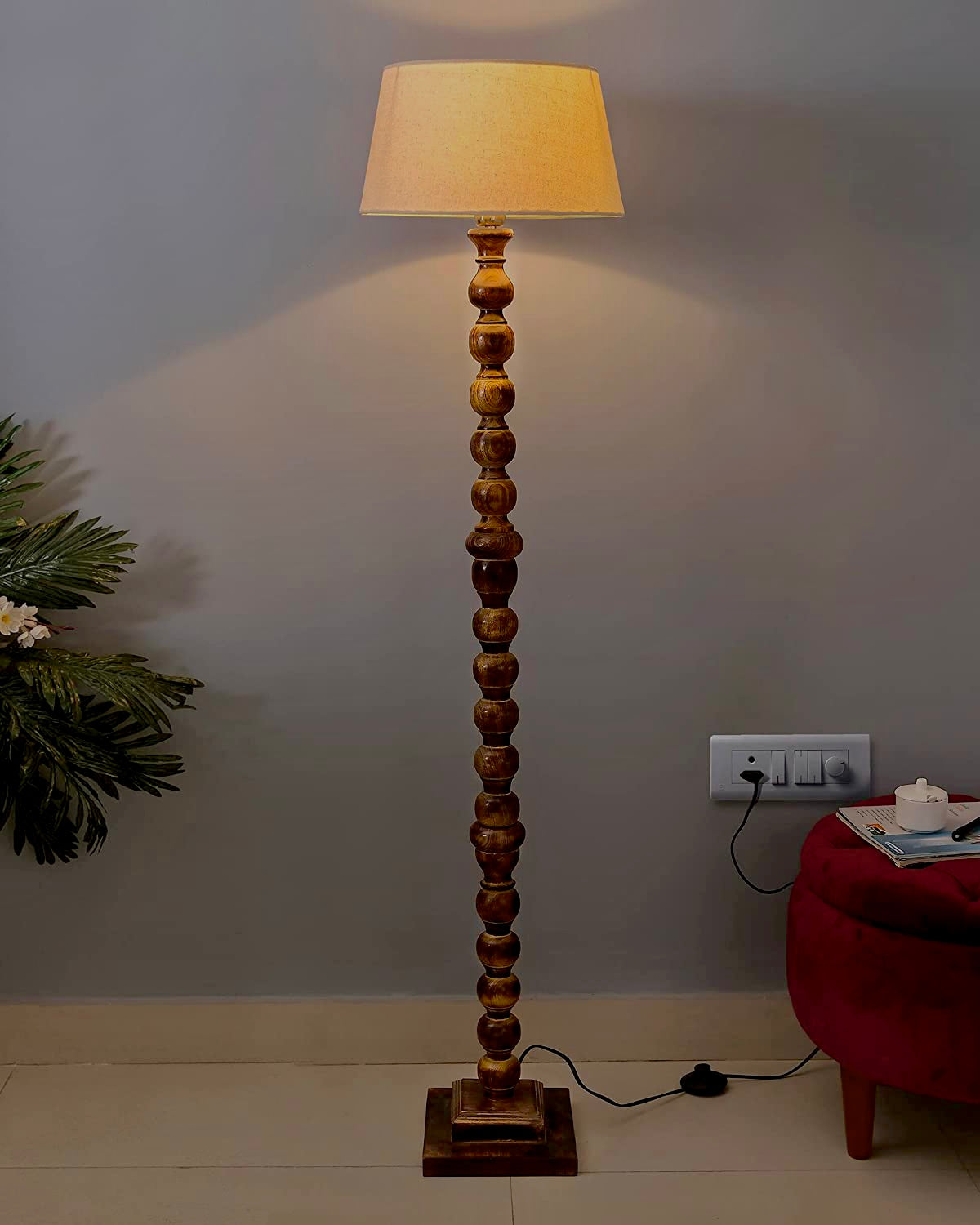 Rustic mango wood floor lamp