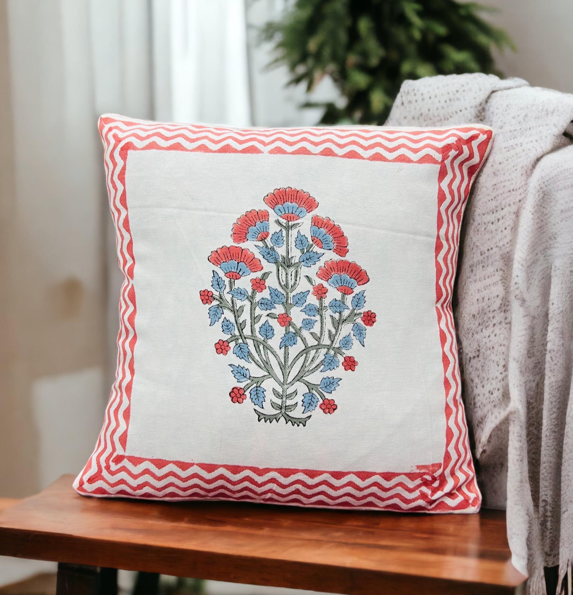 Pure cotton hand block printed cushion covers (Set of 5)