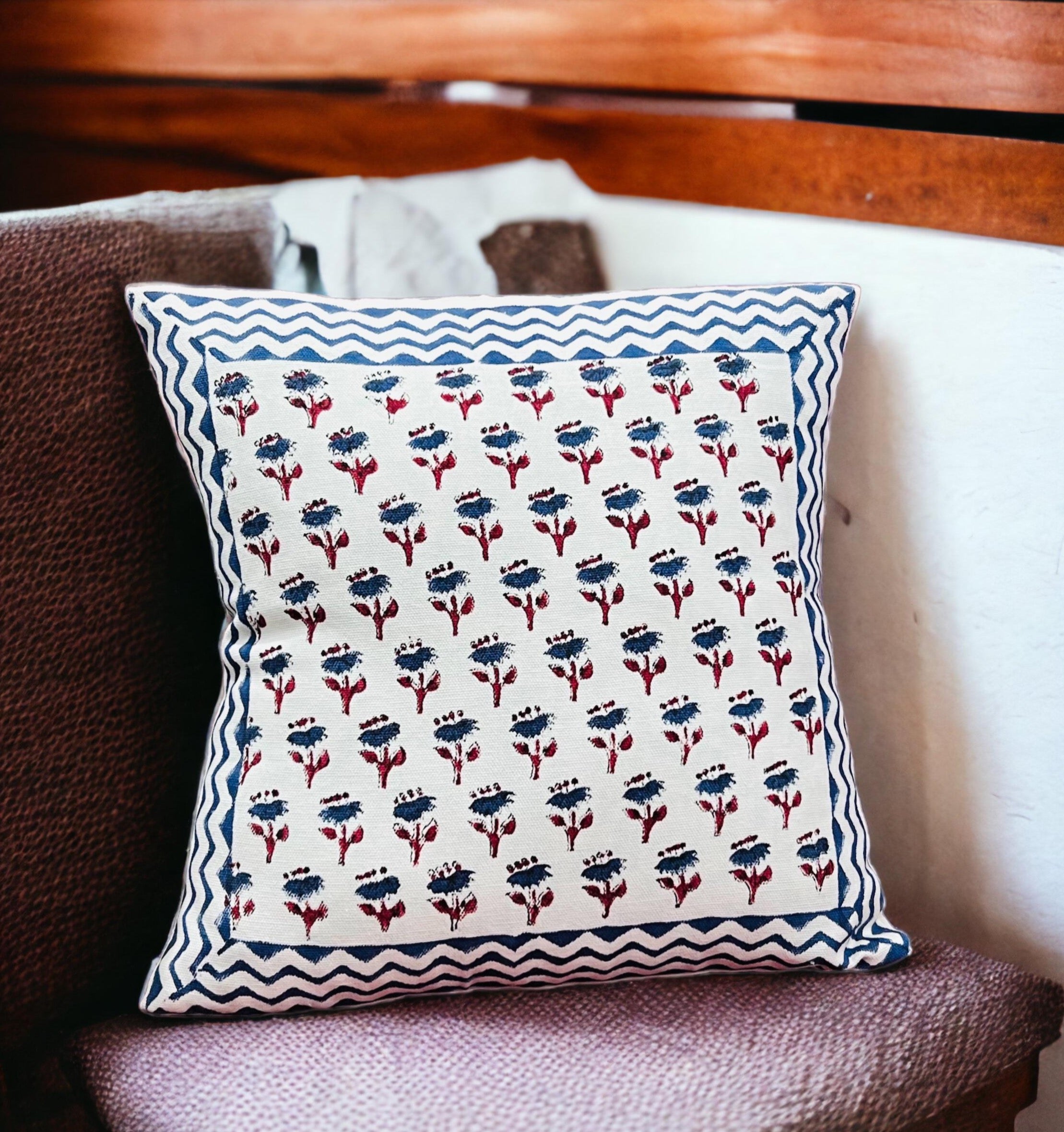 Pure cotton hand block printed cushion covers (Set of 5)