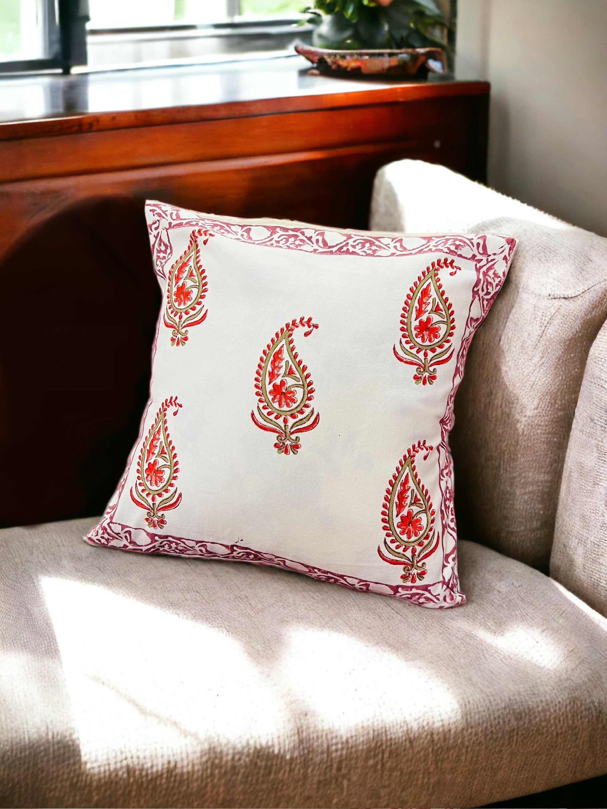Pure cotton hand block printed cushion covers (Set of 5)