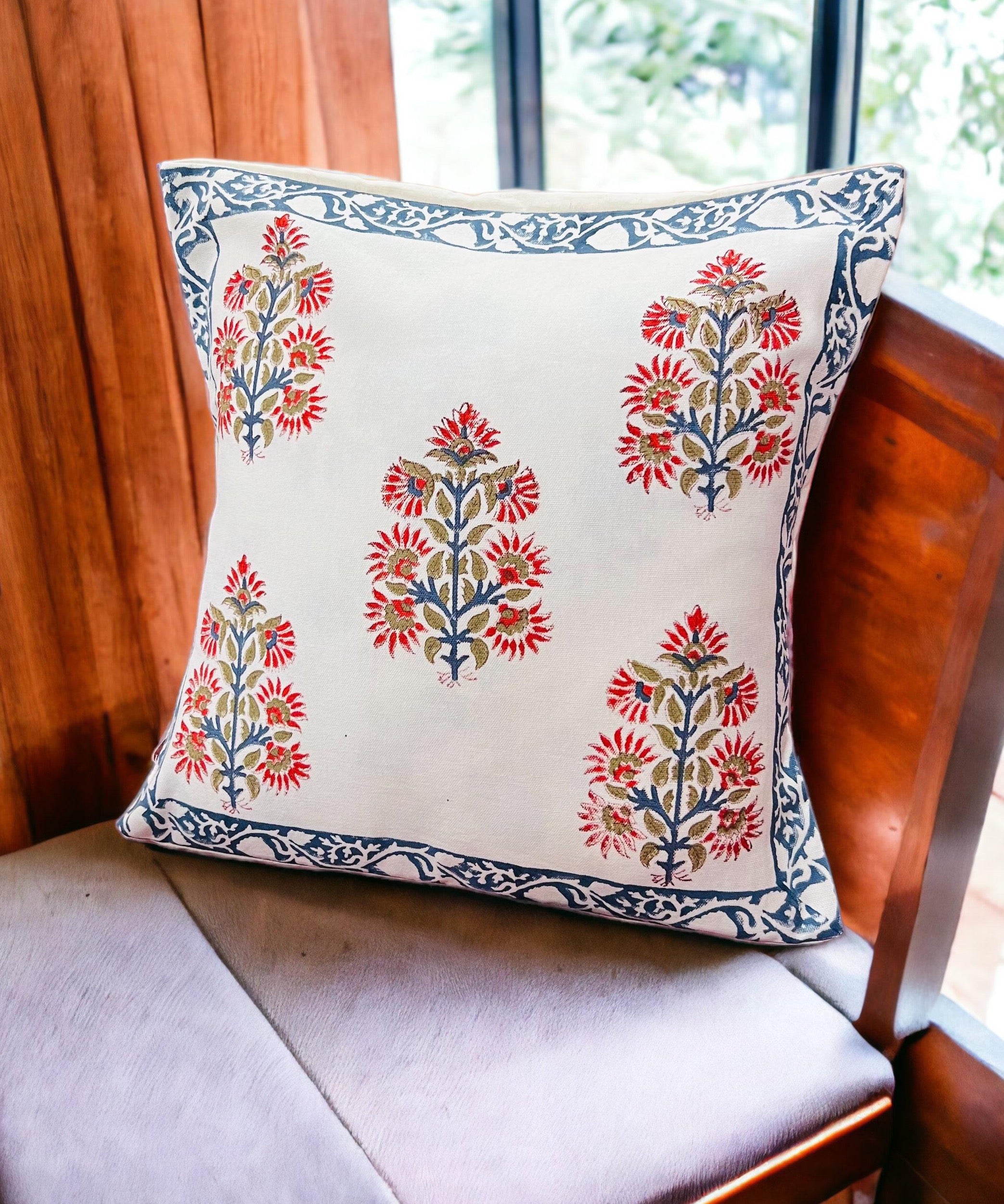 Pure cotton hand block printed cushion covers (Set of 5)