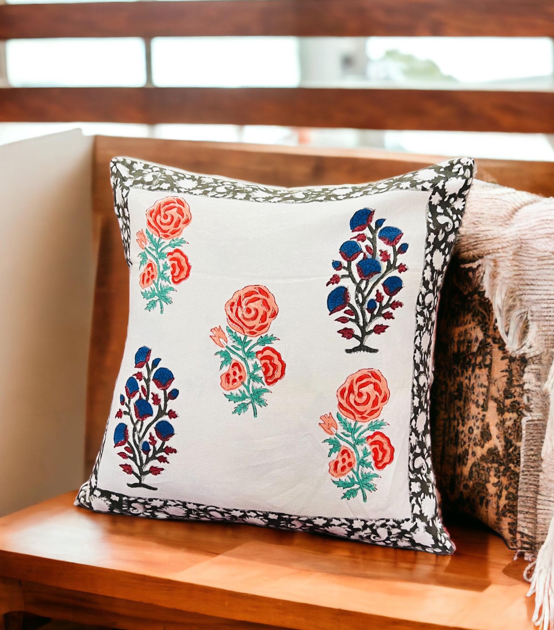 Pure cotton hand block printed cushion covers (Set of 5)