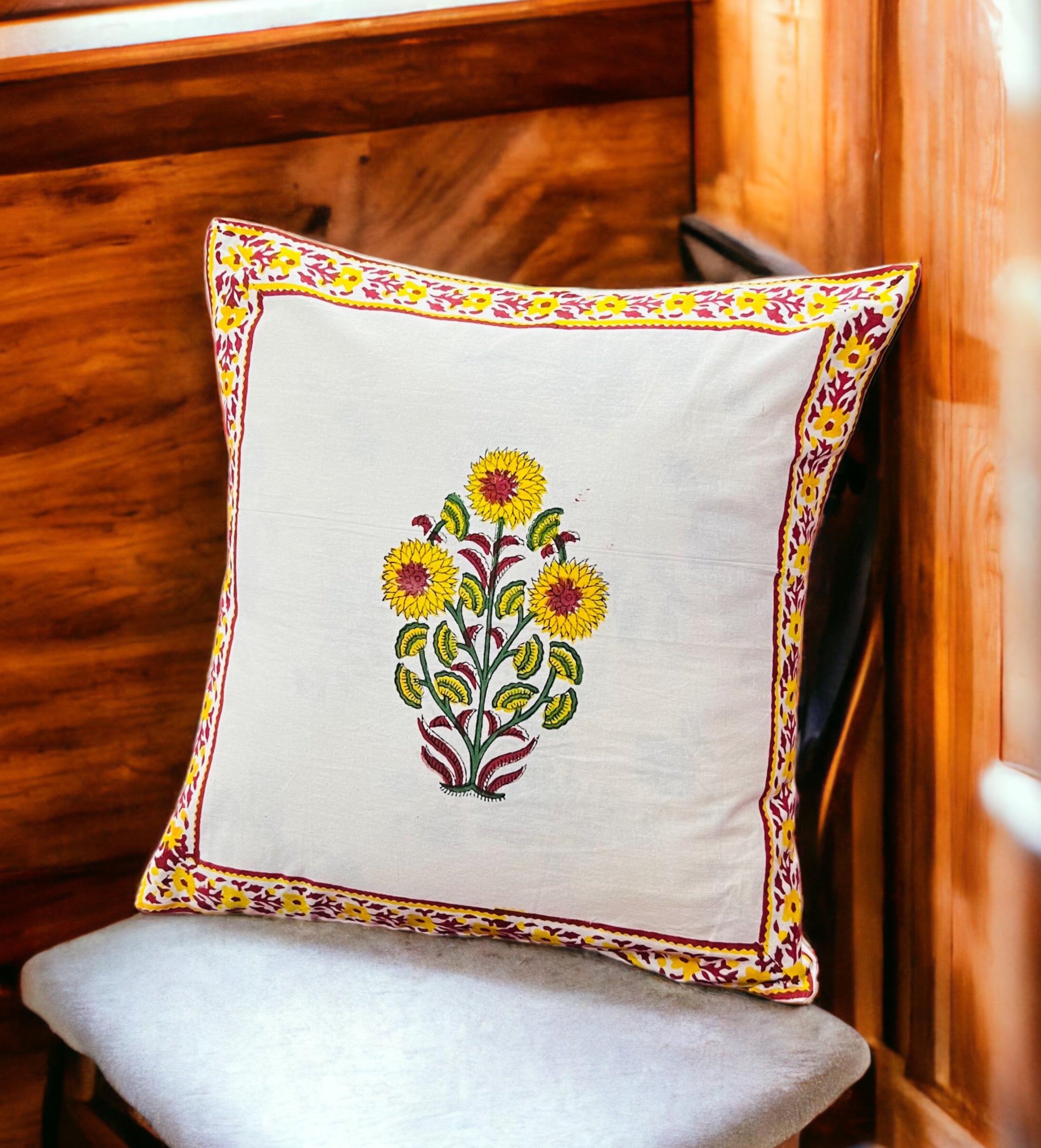 Pure cotton hand block printed cushion covers (Set of 5)
