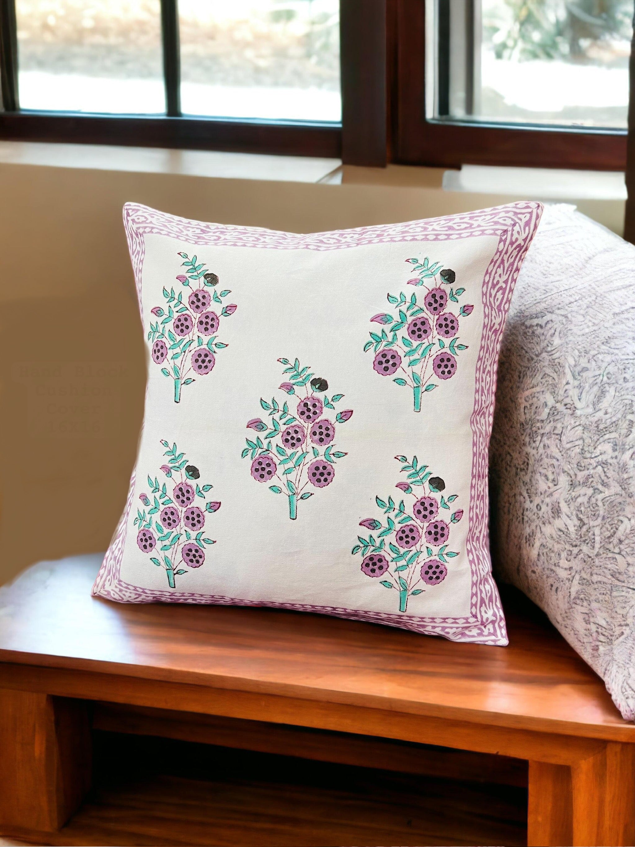 Pure cotton hand block printed cushion covers (Set of 5)